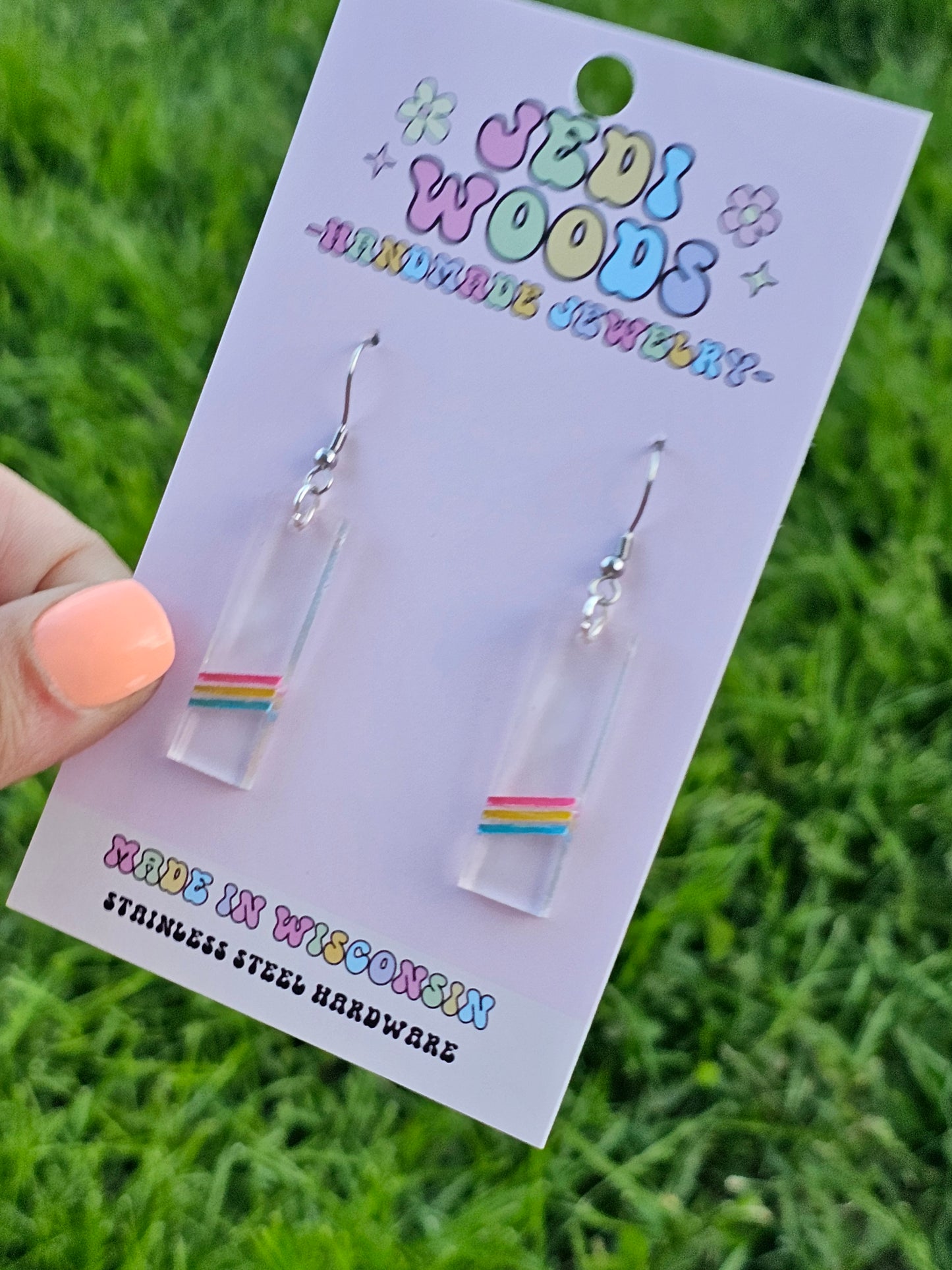 Subtle Pansexual Pride Bar Earrings