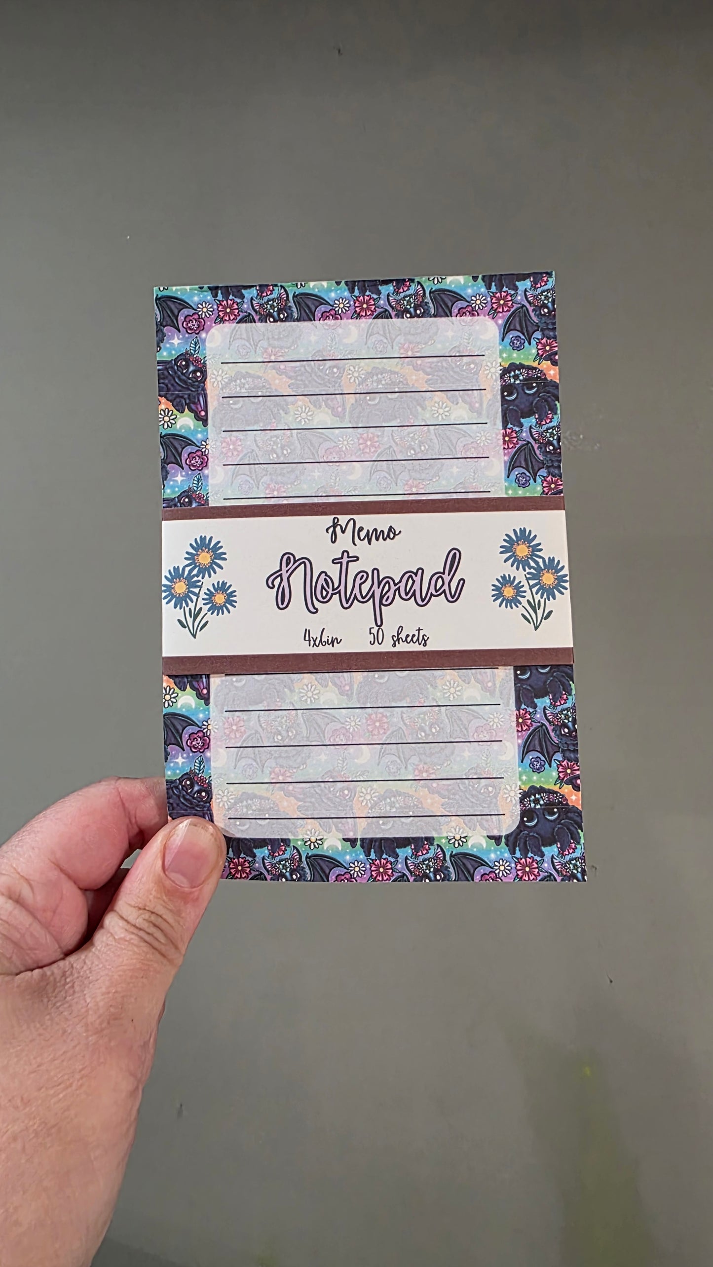 Rainbow Cutesy Bats and Spiders Memo Notepad