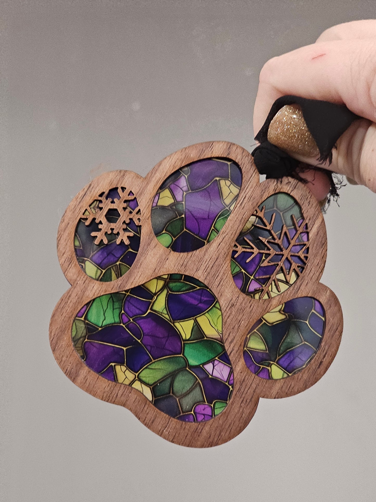 Mardi Gras Paw Print Ornament / Sun Catcher