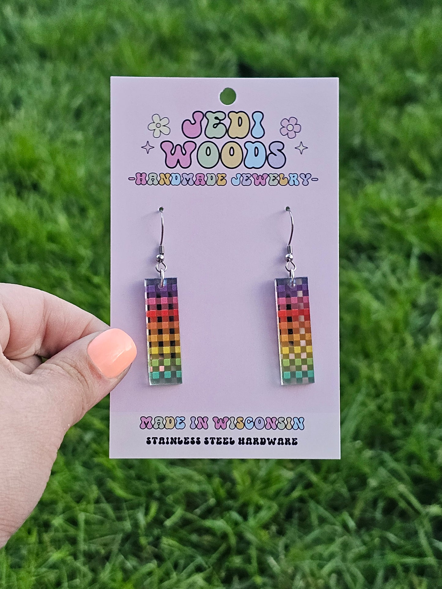 Metallic Rainbow Bar Dangles