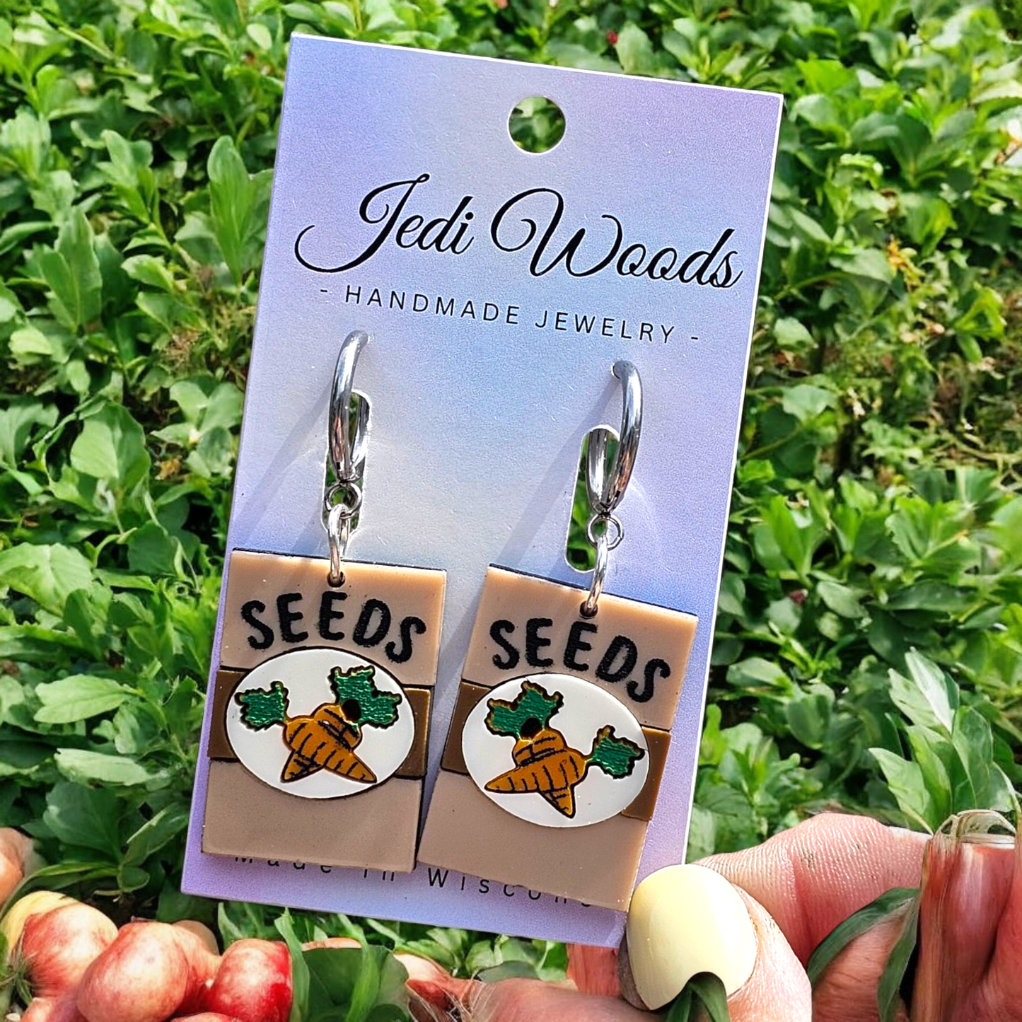 Carrot Seed Packet Earrings