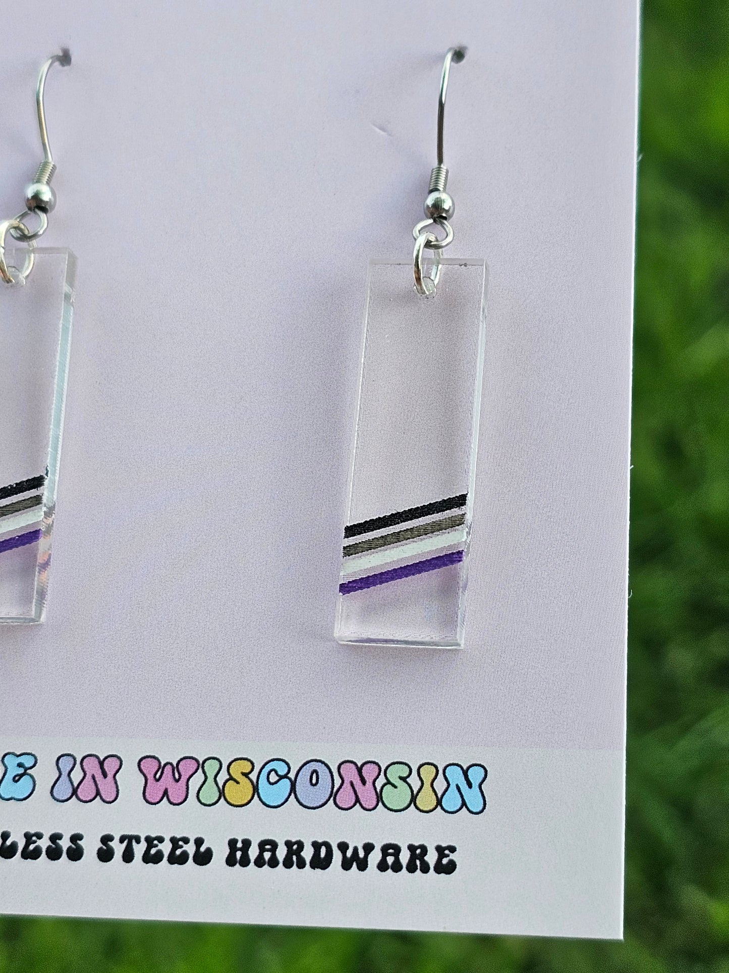 Subtle Asexual Pride Bar Earrings