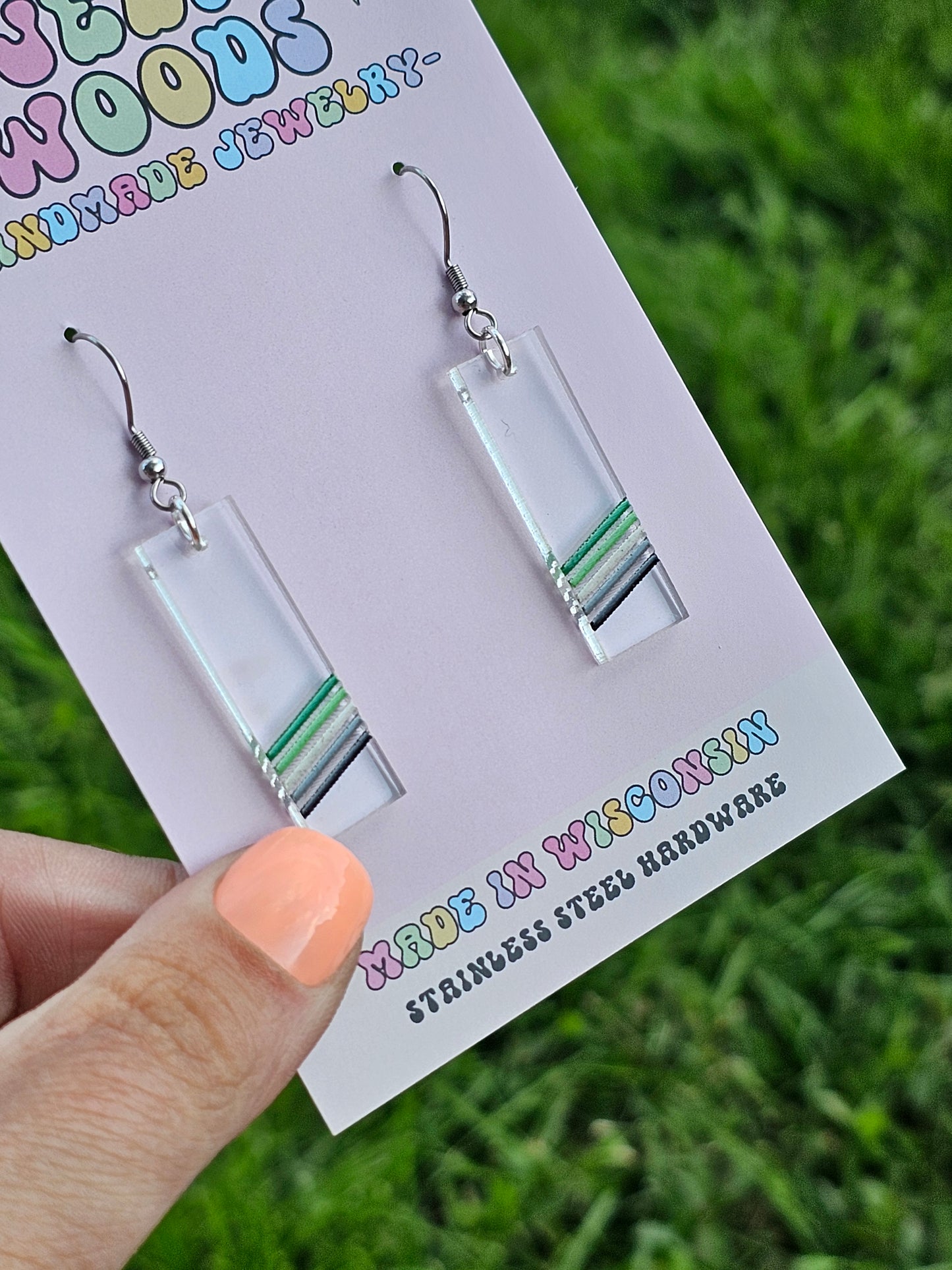 Subtle Aromantic Pride Flag Earrings