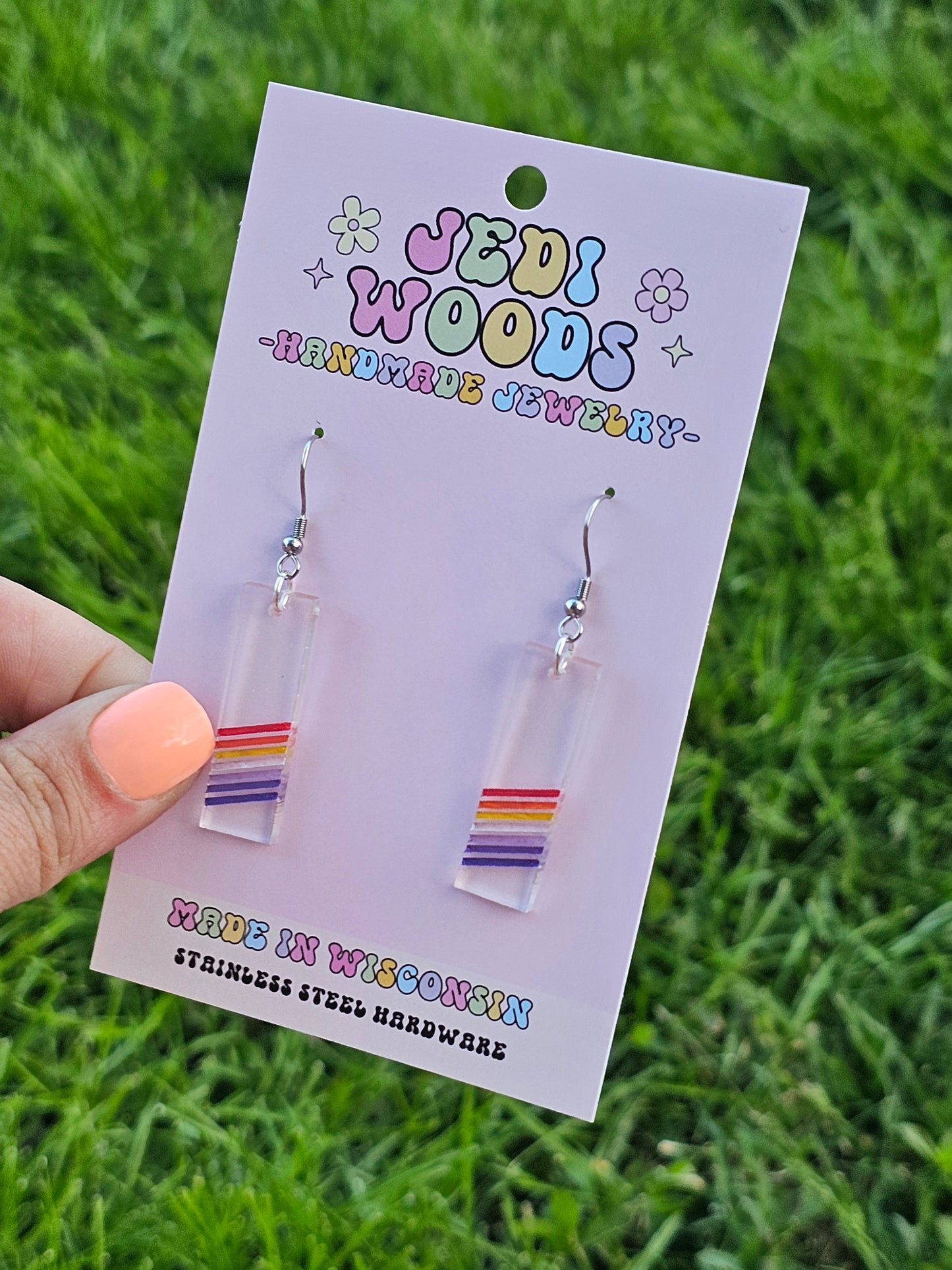 Subtle Lesbian Pride Bar Earrings