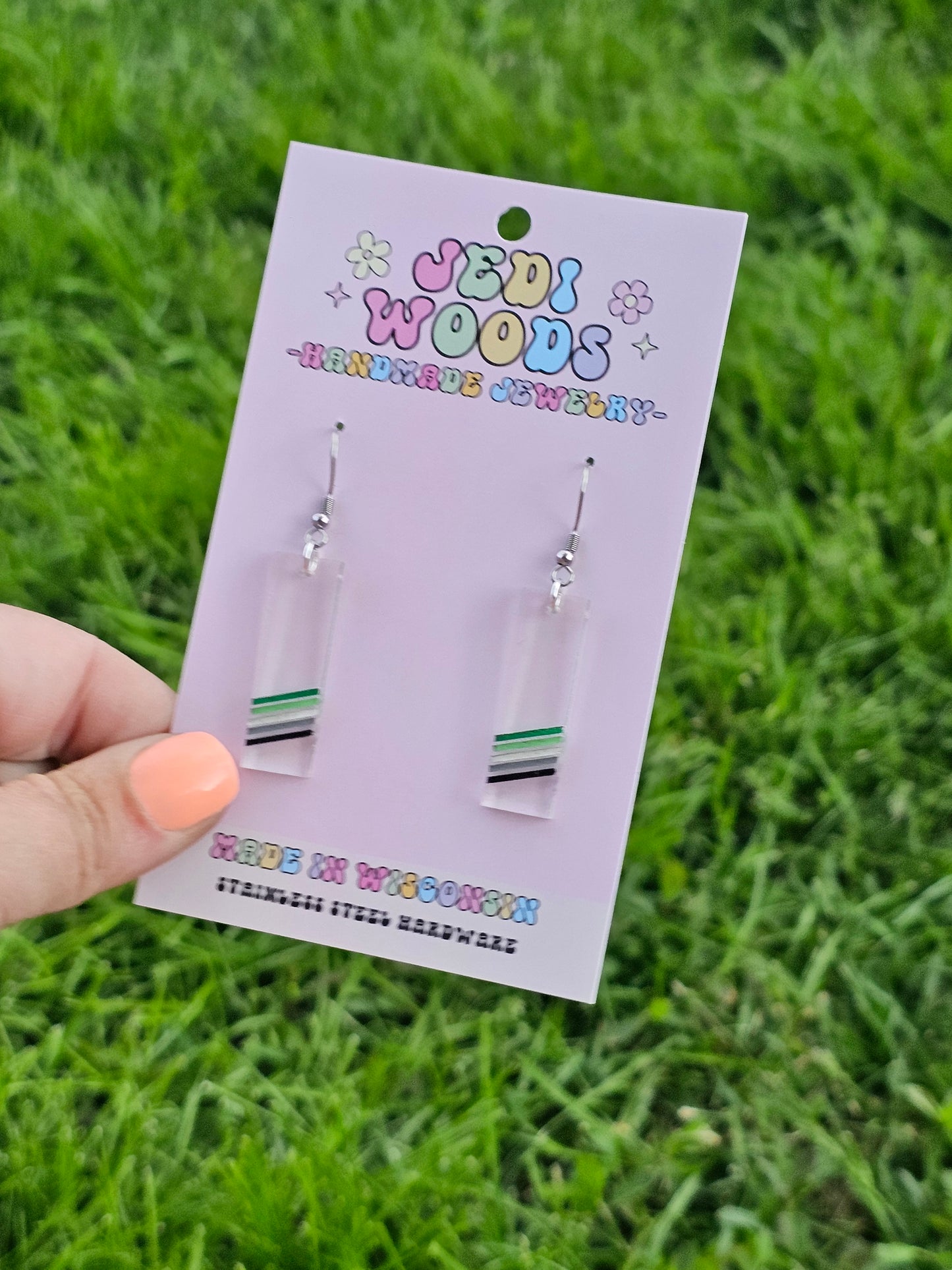 Subtle Aromantic Pride Flag Earrings