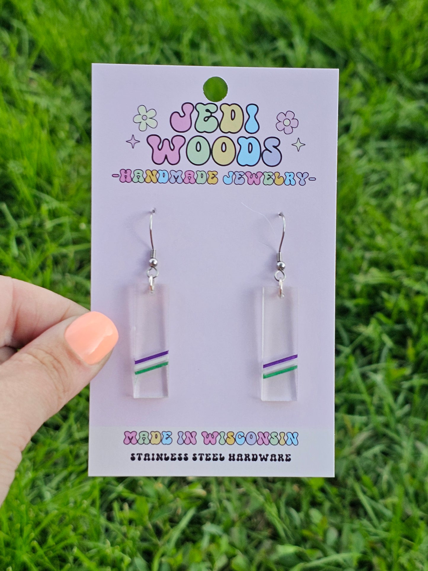 Subtle Gender Queer Pride Bar Earrings