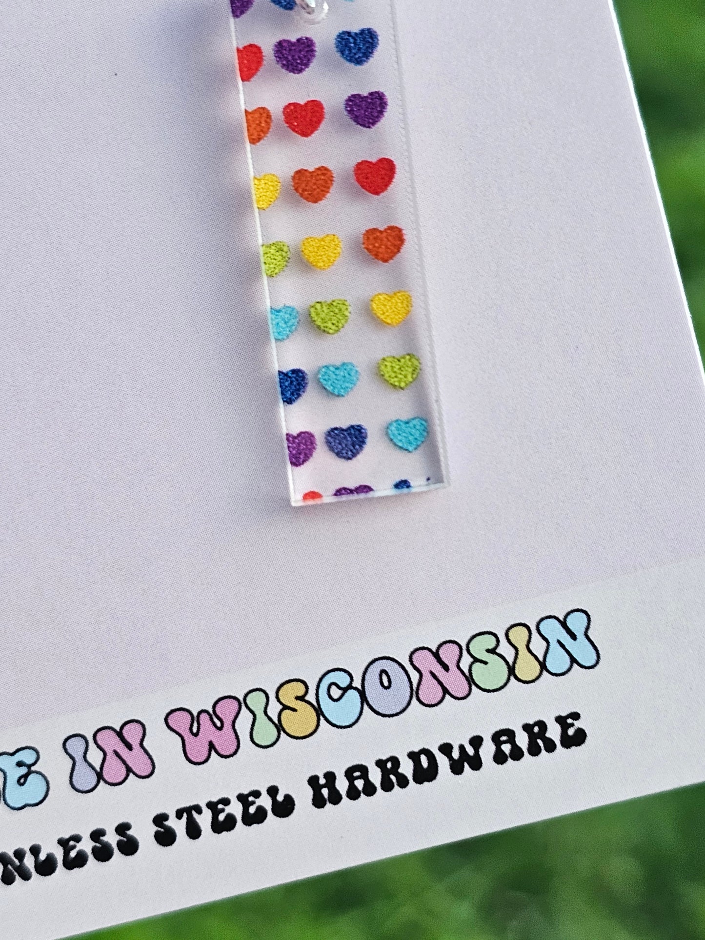 Rainbow Heart Bar Dangles