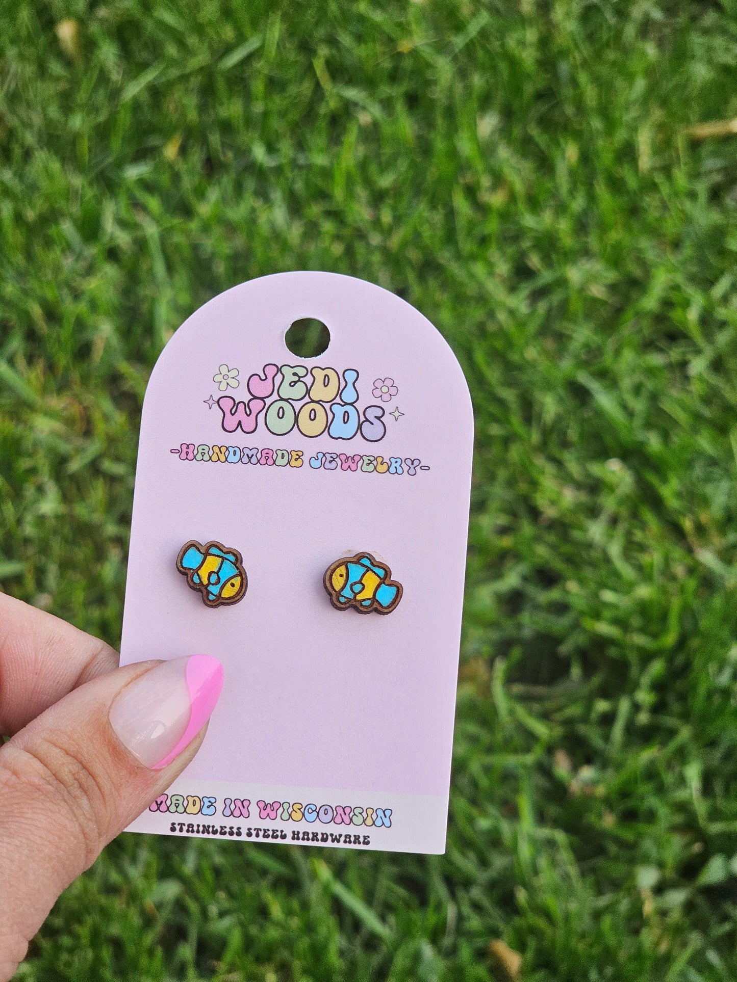 Blue and Yellow Clownfish Studs