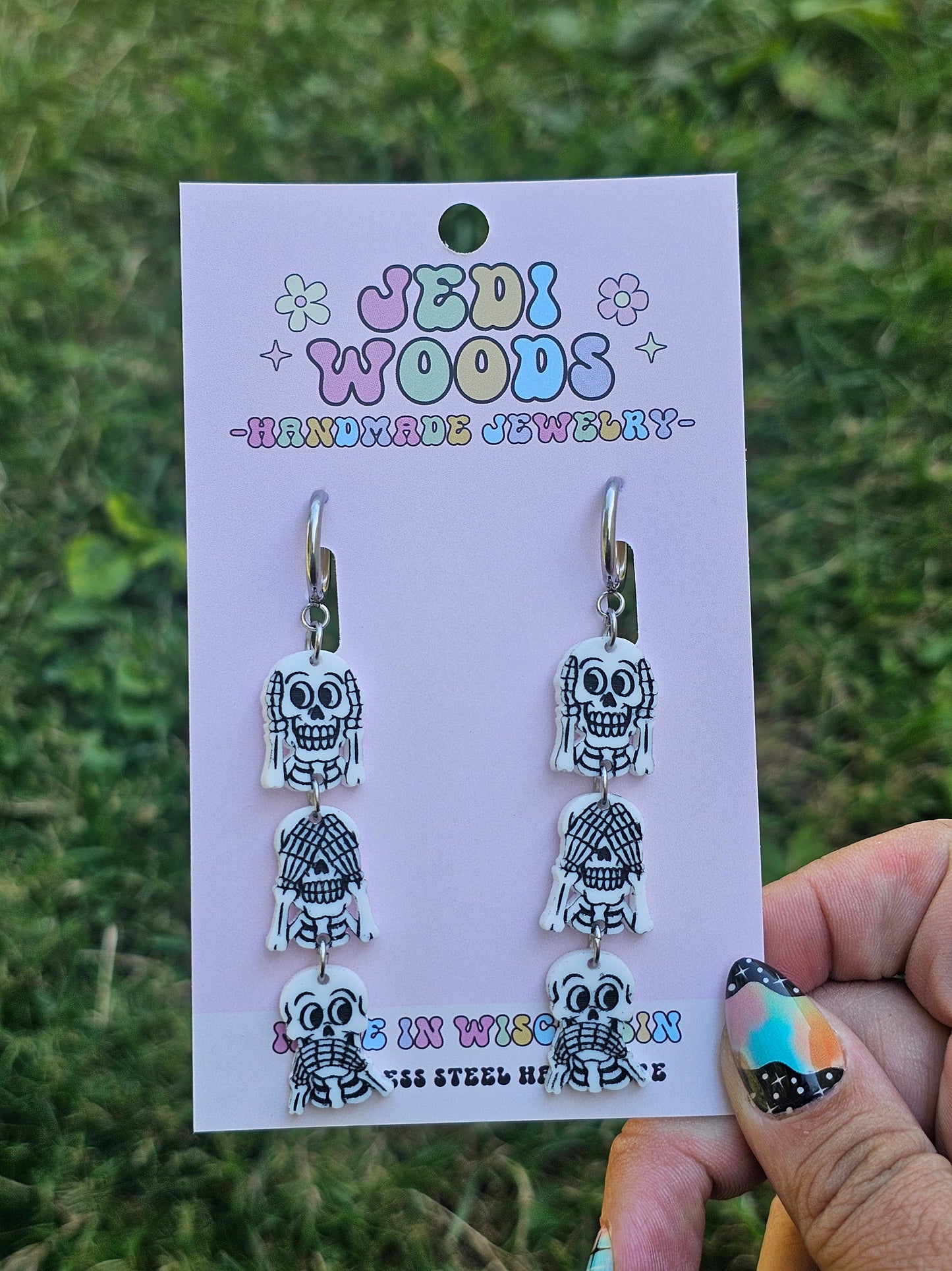 Hear No Evil Skull Dangles