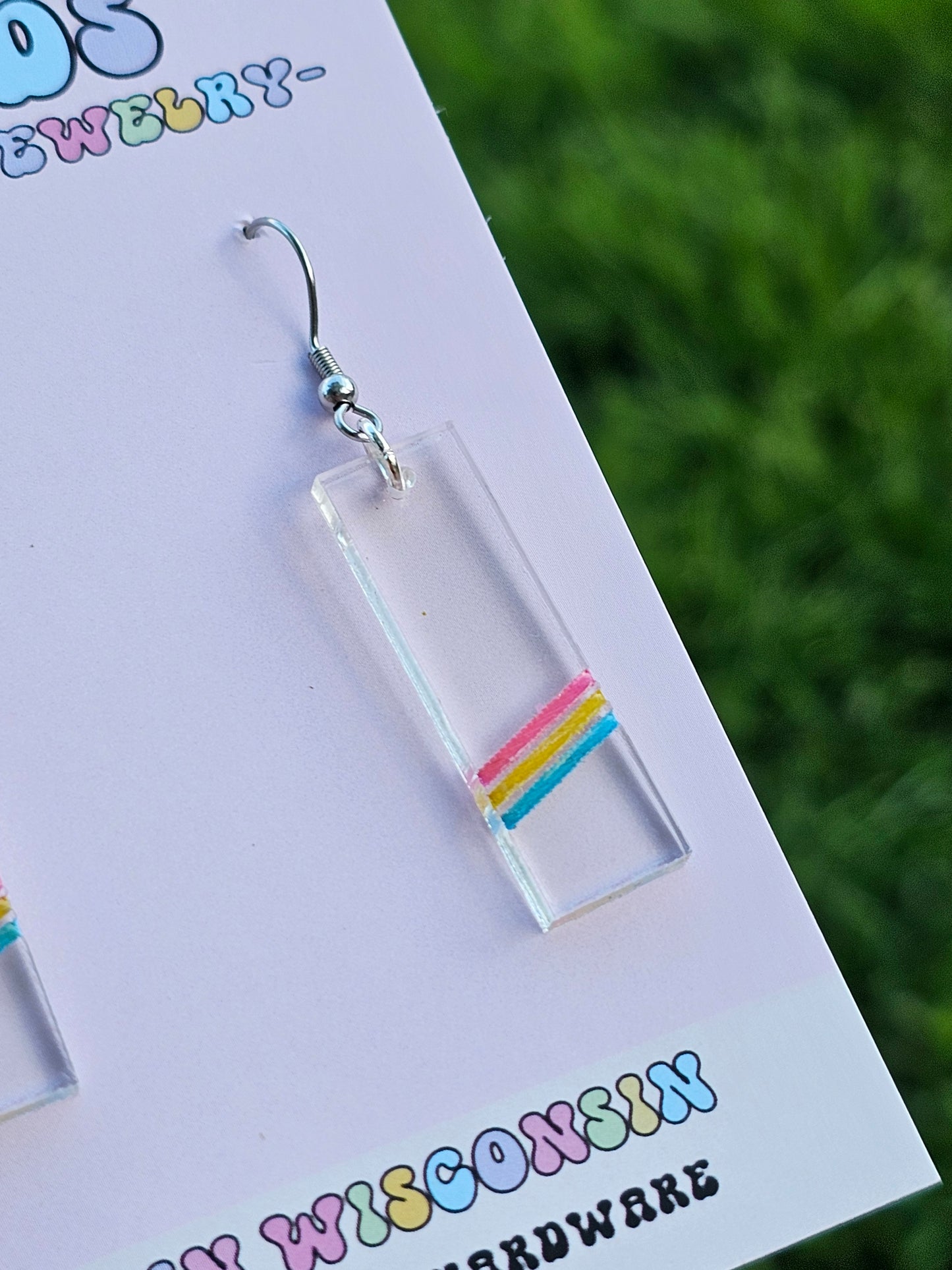Subtle Pansexual Pride Bar Earrings