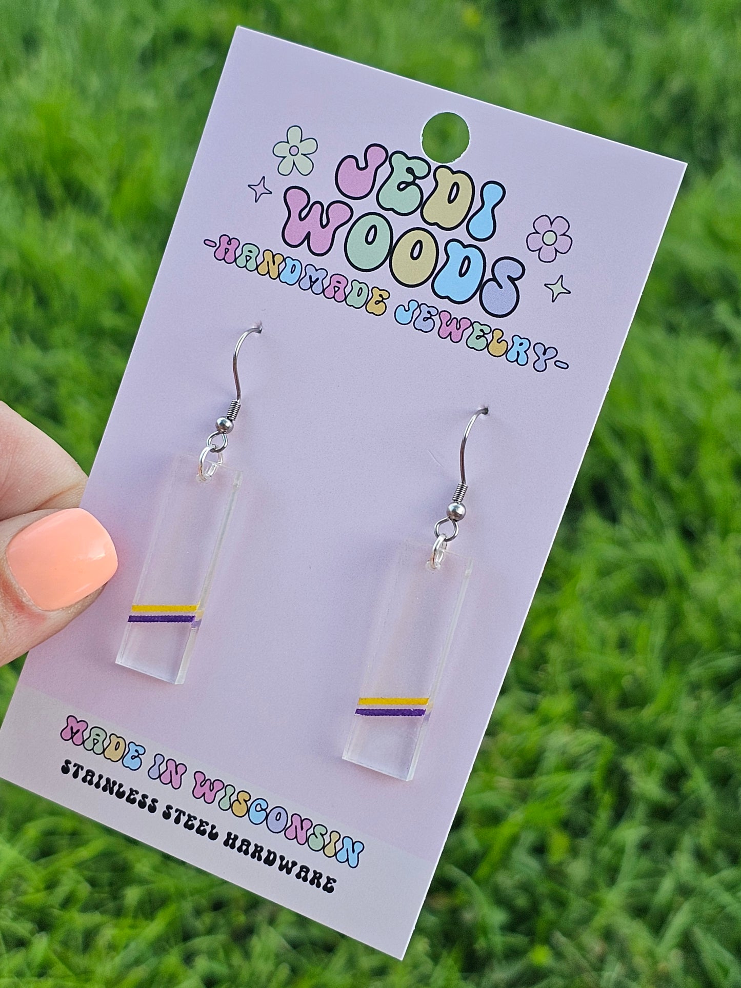 Subtle Intersex Pride Bar Earrings