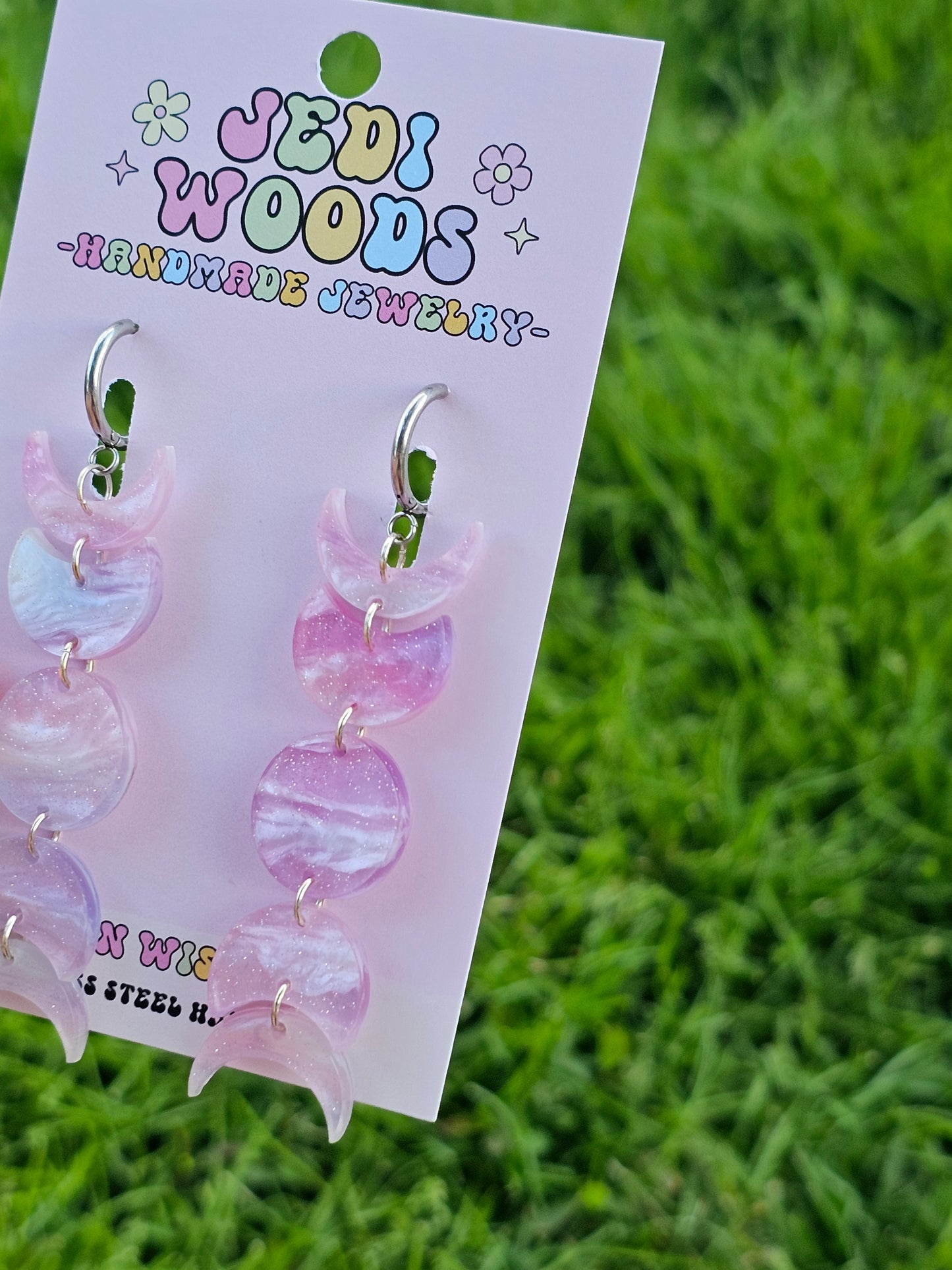 Fuchsia Lilac Field Moon Phase Earrings