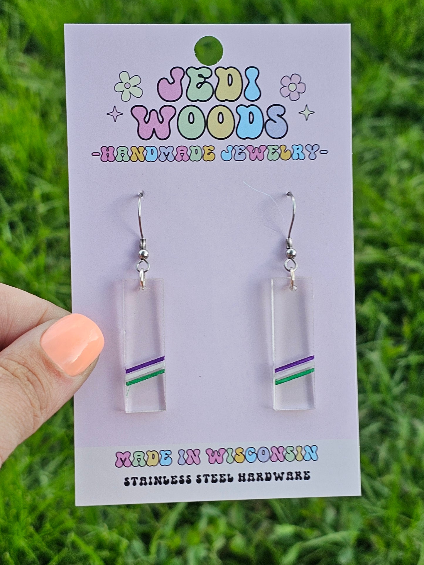 Subtle Gender Queer Pride Bar Earrings