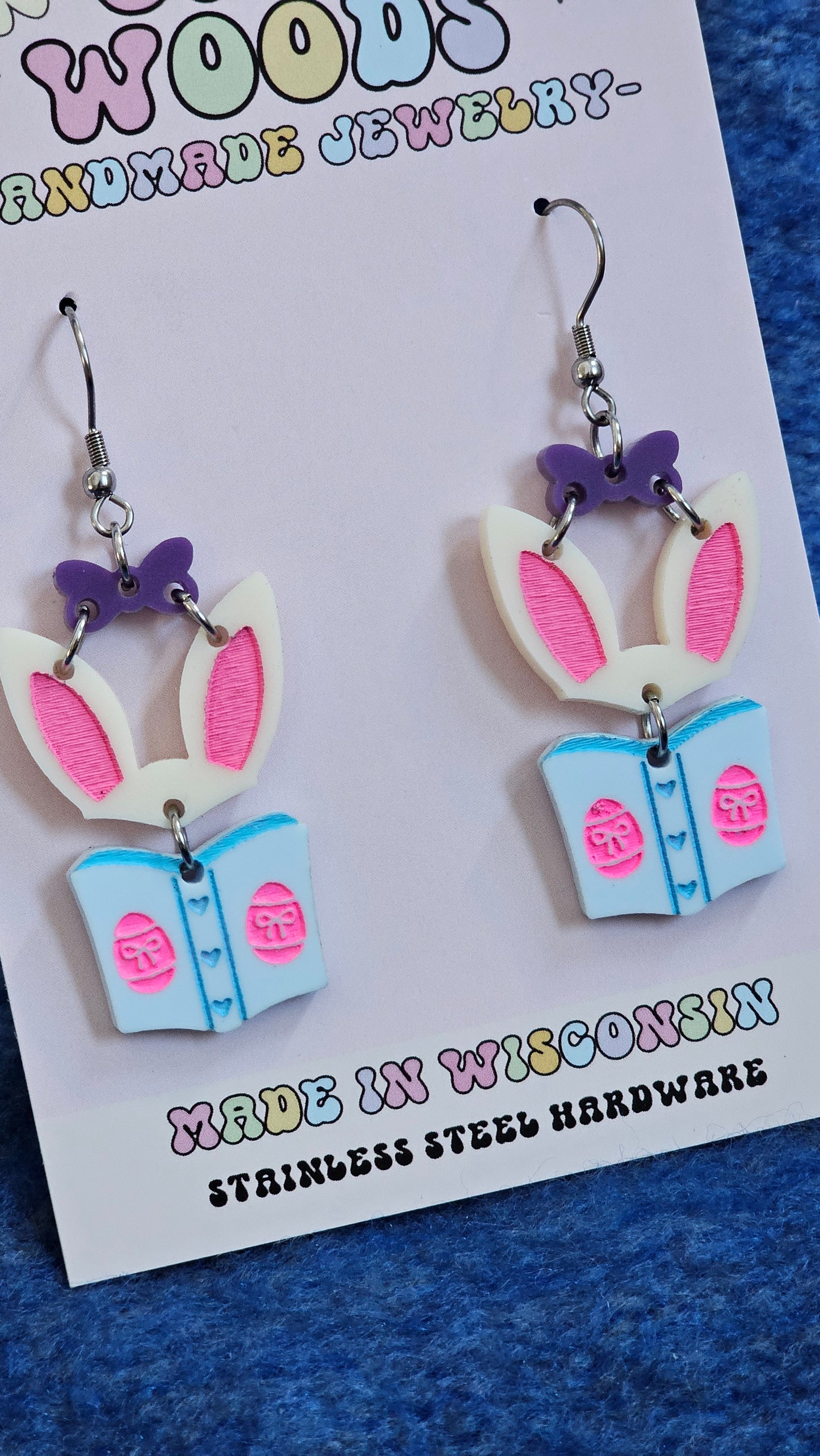 Bookish Bunny Earrings (2 colors!)