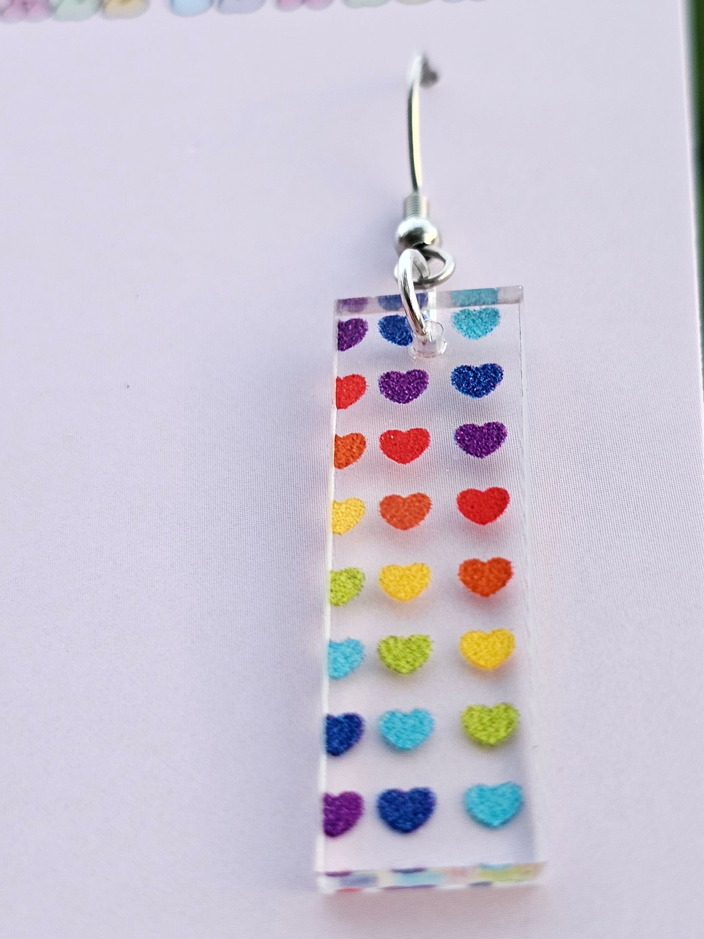 Rainbow Heart Bar Dangles