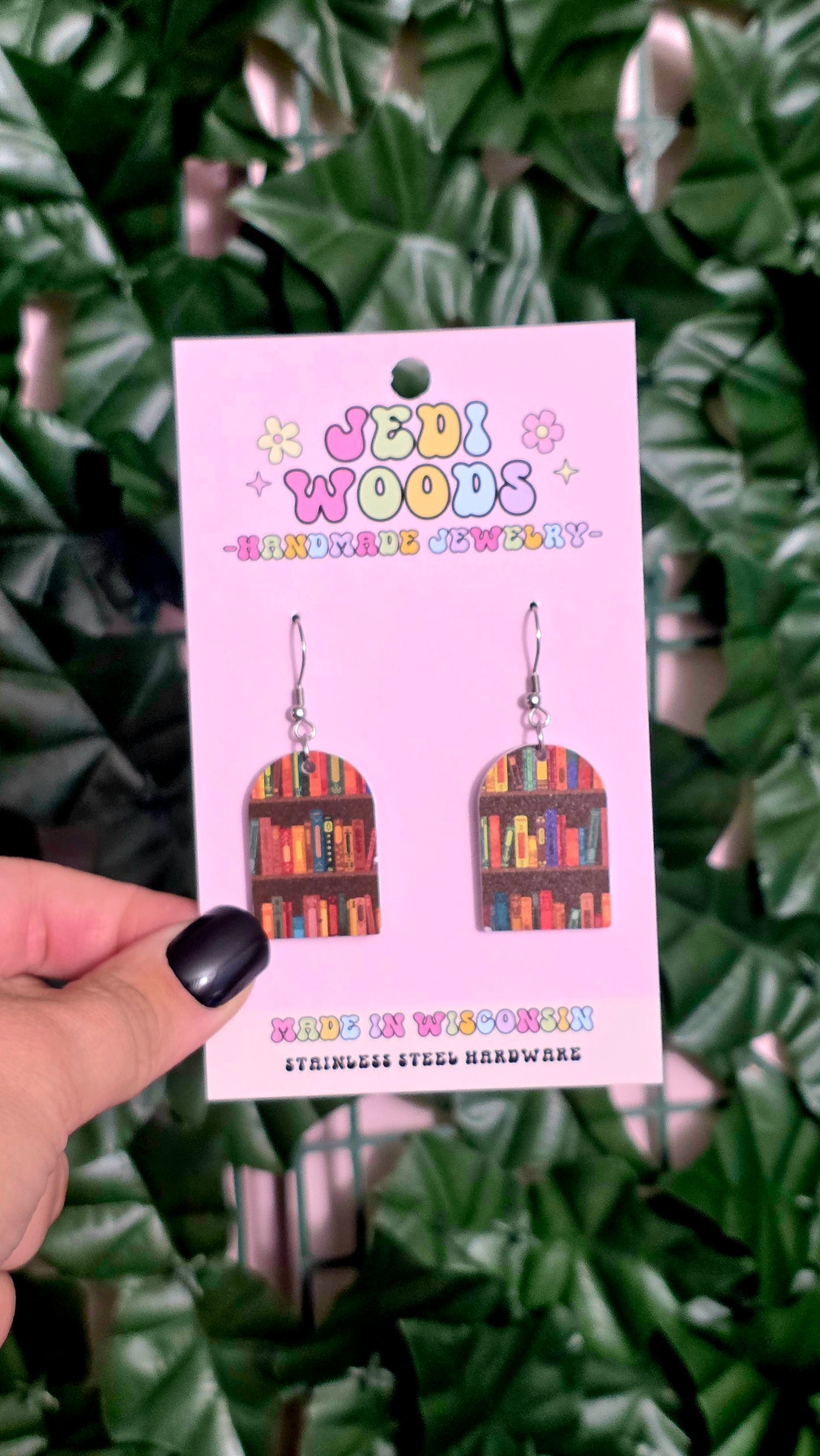 Brown Book Shelf Arch Earrings