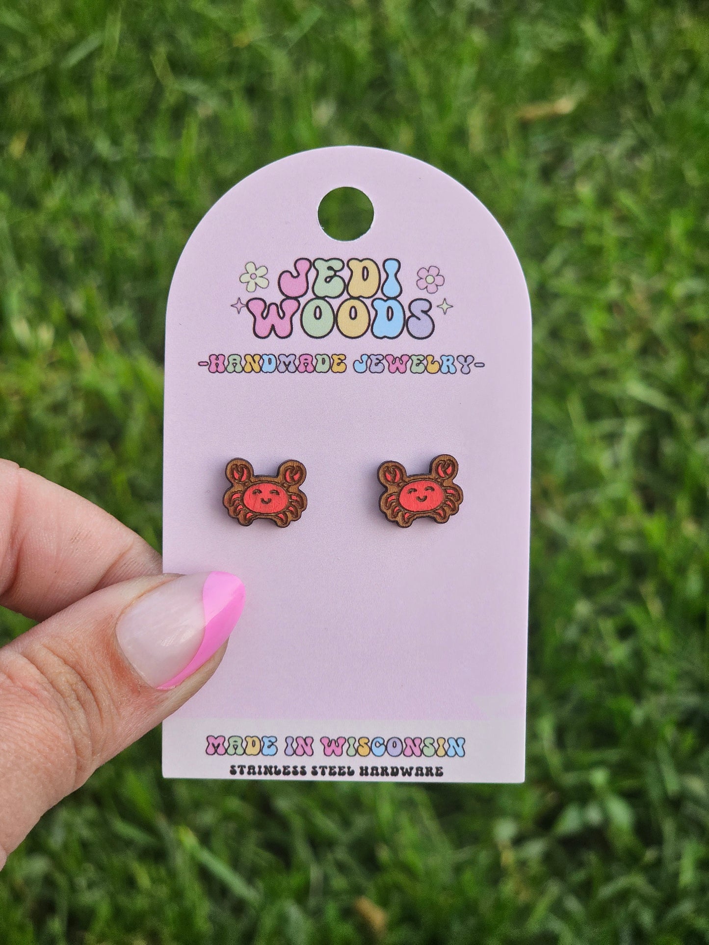 Red Crab Stud Earrings