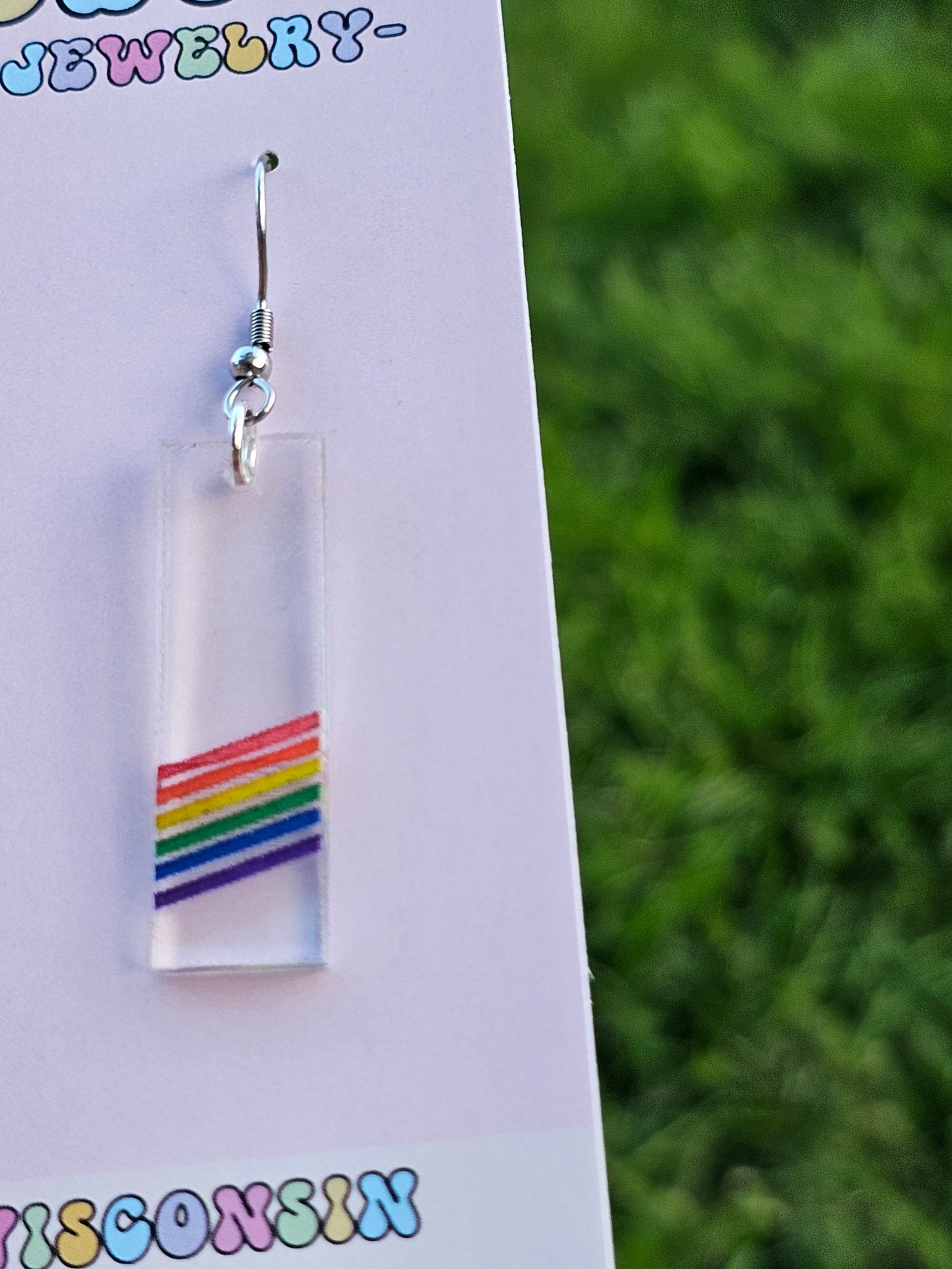 Subtle Rainbow Pride Bar Earrings