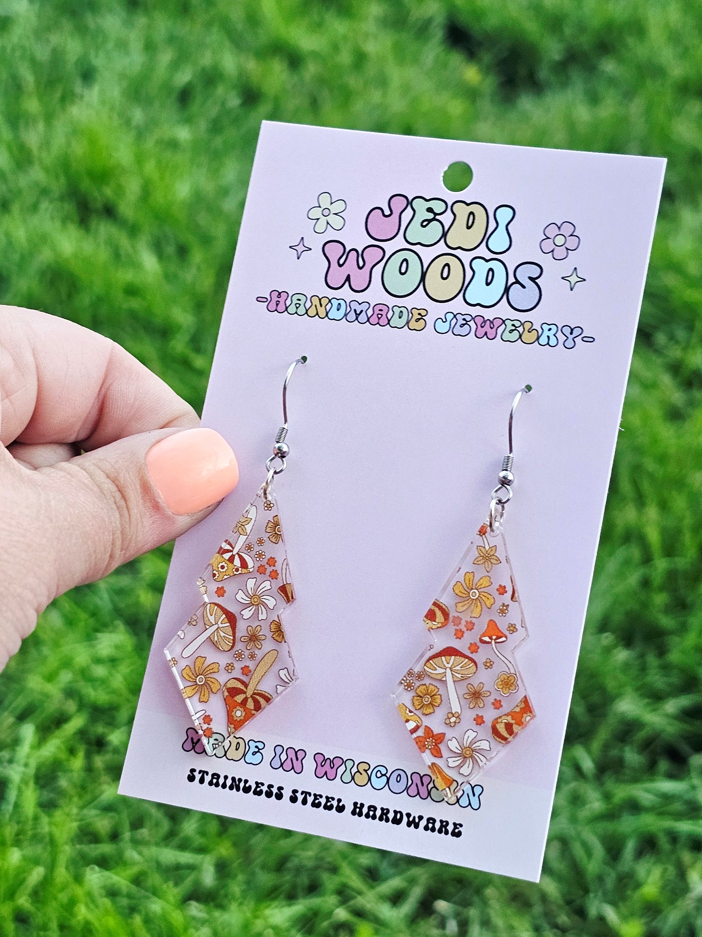 Retro Mushroom Double Diamond Earrings