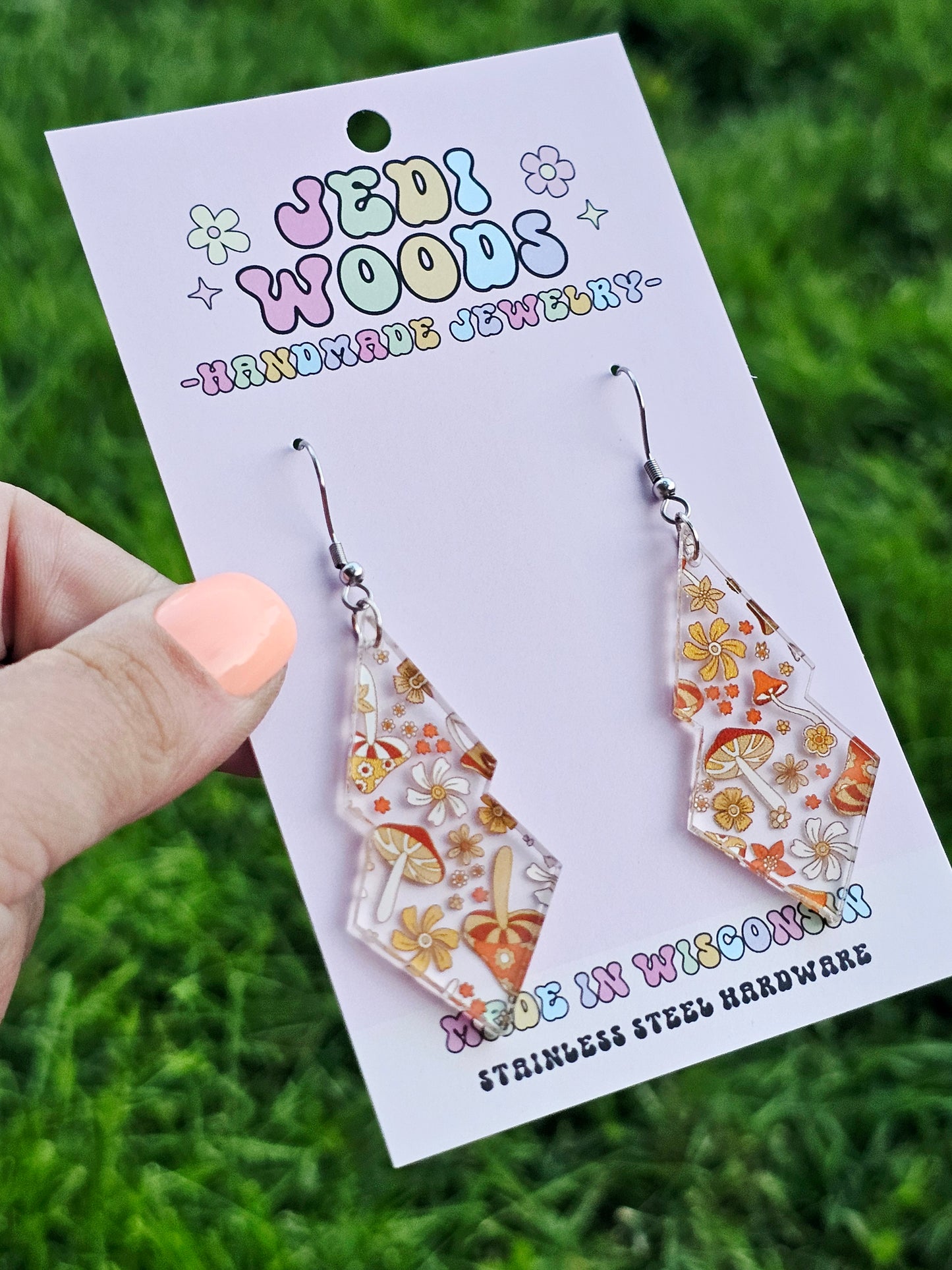 Retro Mushroom Double Diamond Earrings