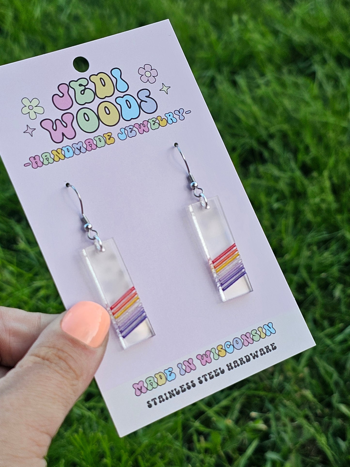 Subtle Lesbian Pride Bar Earrings