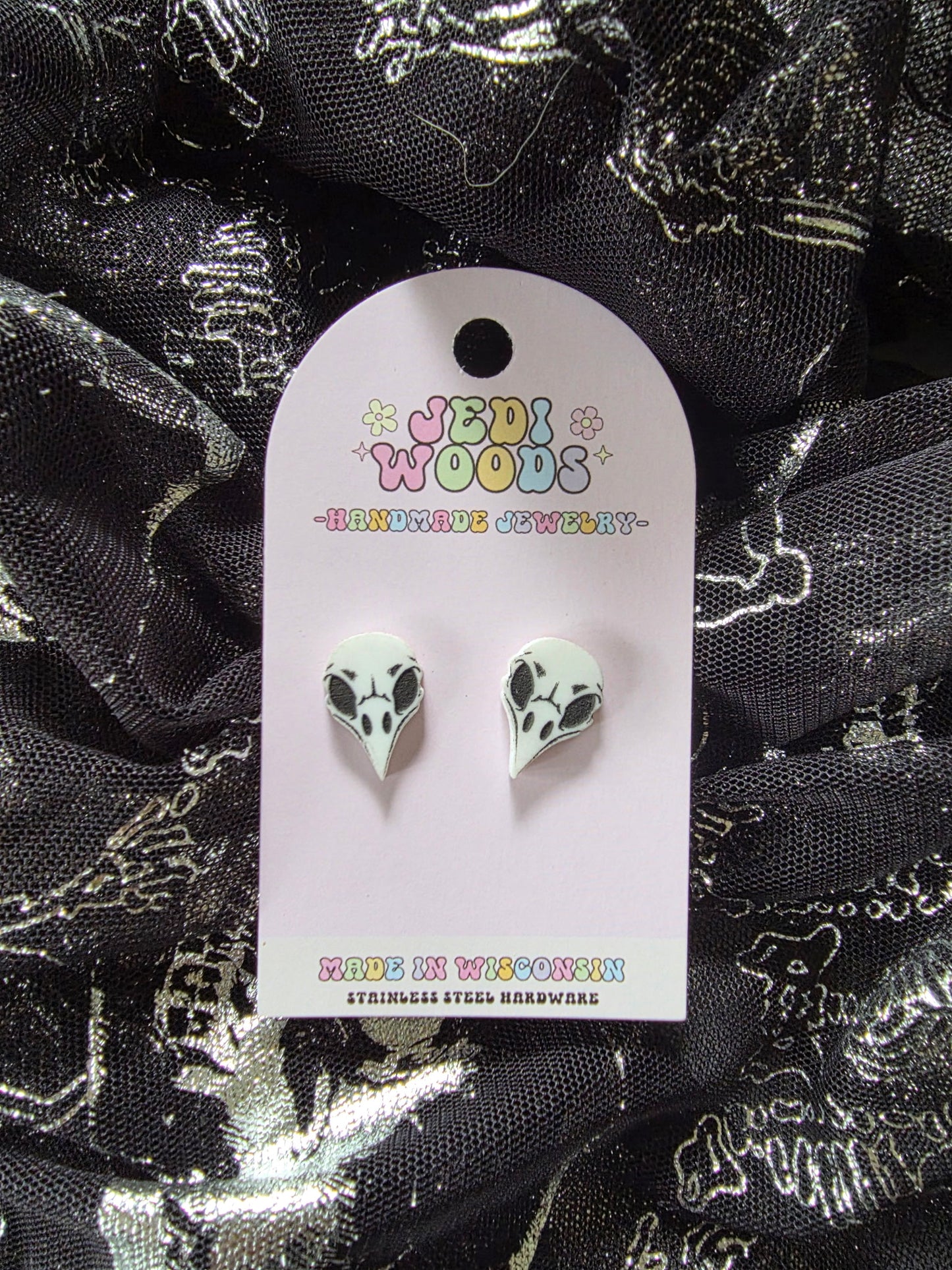 Raven Skull Studs