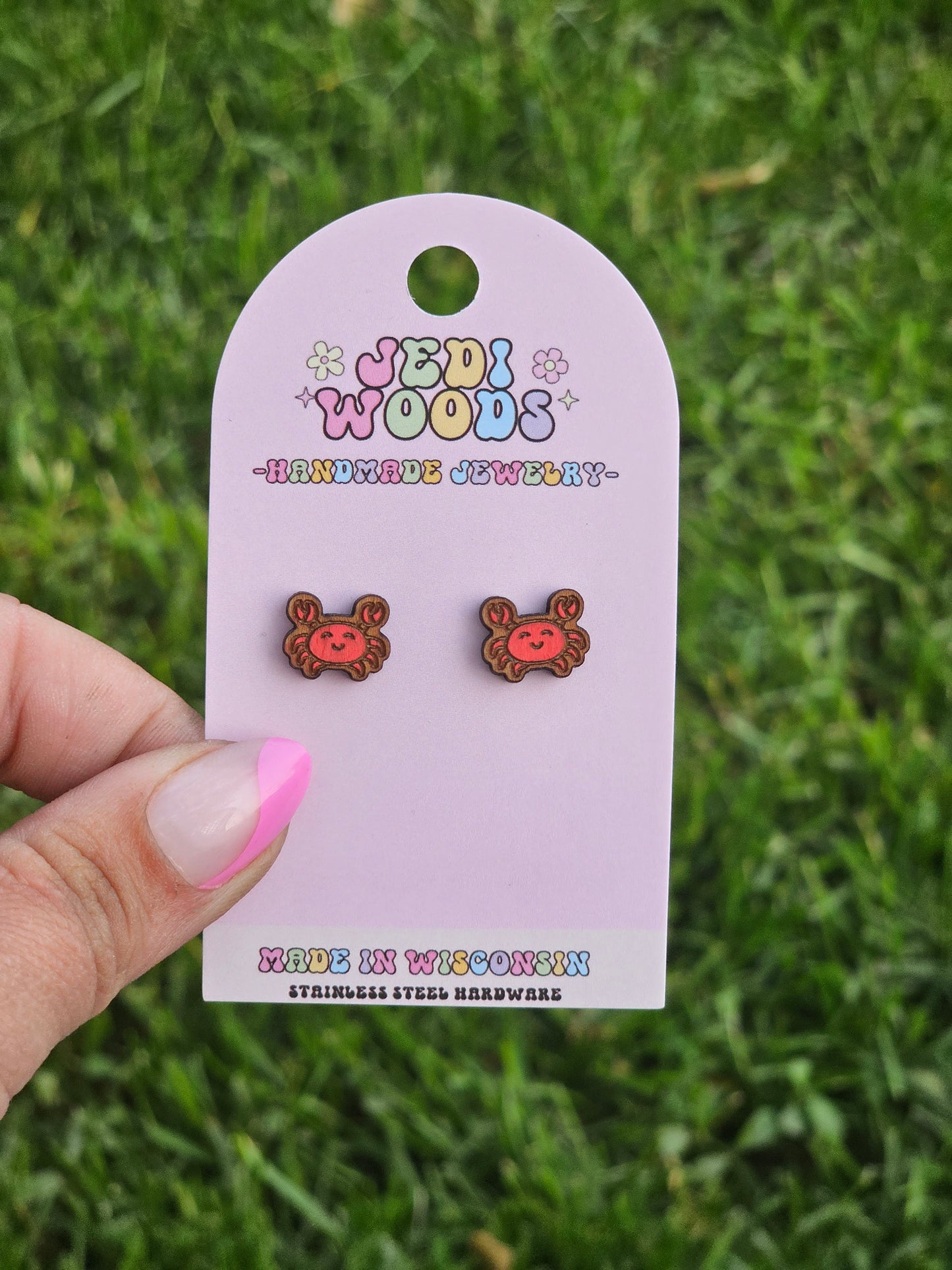 Red Crab Stud Earrings
