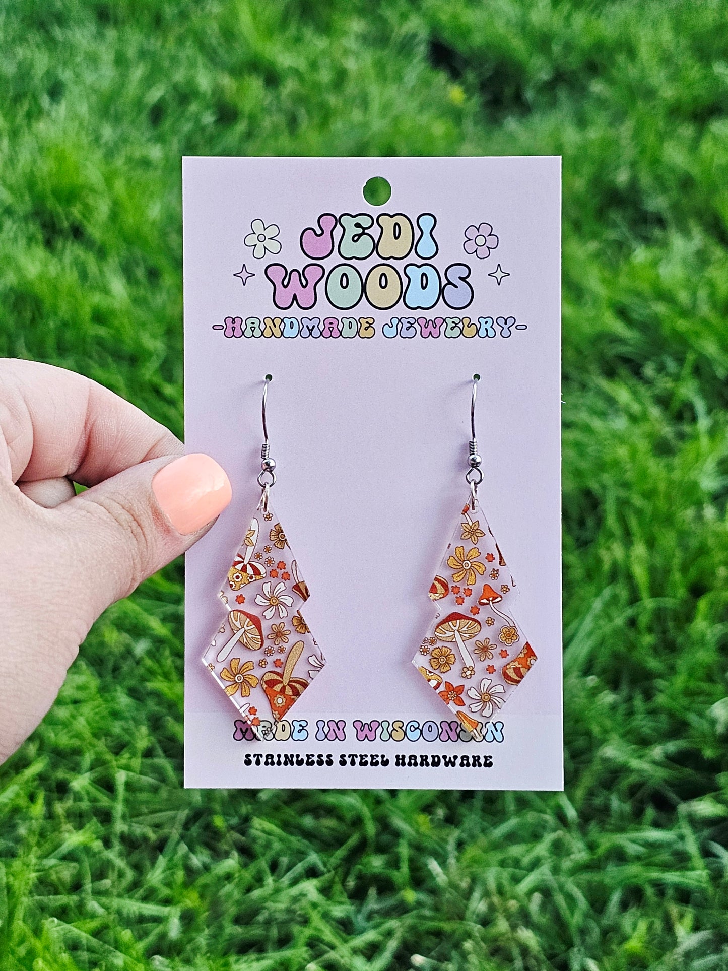 Retro Mushroom Double Diamond Earrings