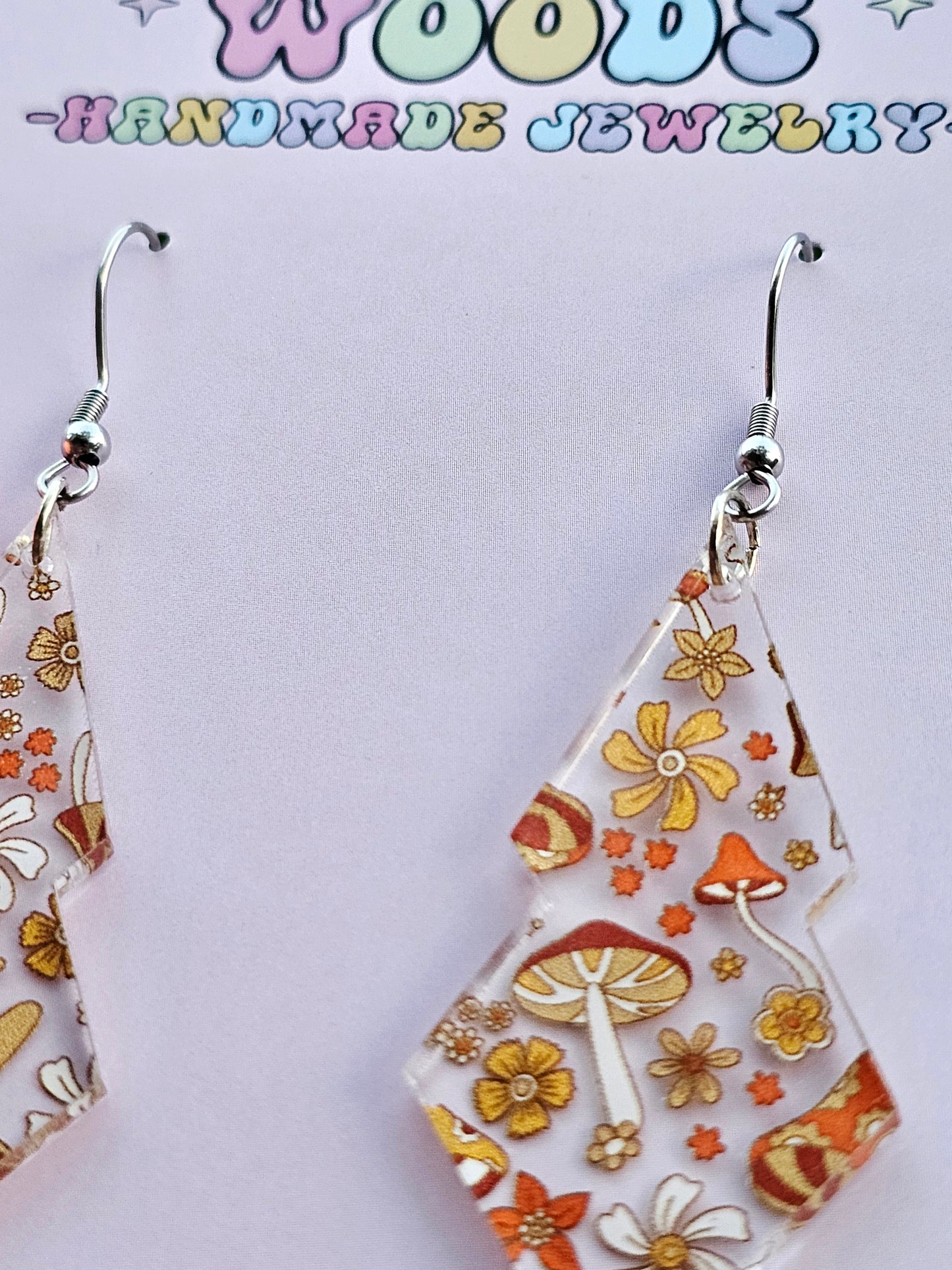 Retro Mushroom Double Diamond Earrings