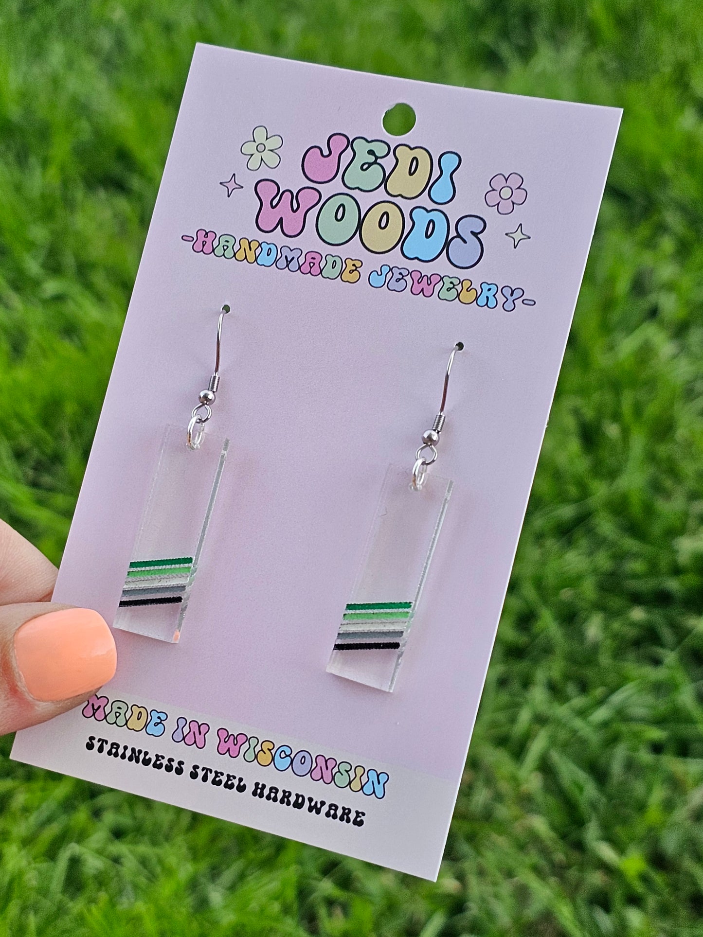 Subtle Aromantic Pride Flag Earrings