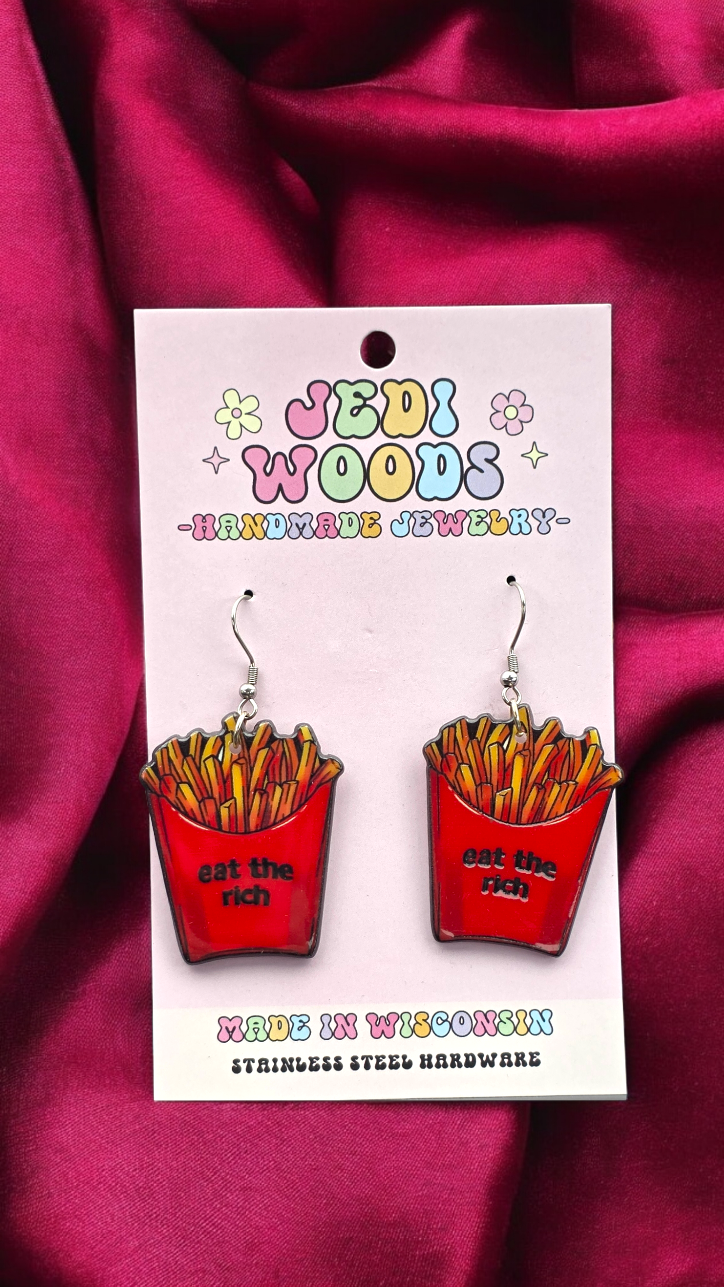 Eat the rich French Fry Earrings (1 available)