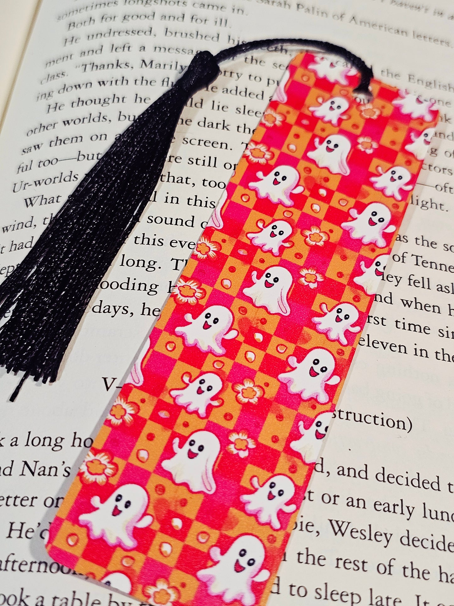 Checkered Pretty Ghosts Bookmark