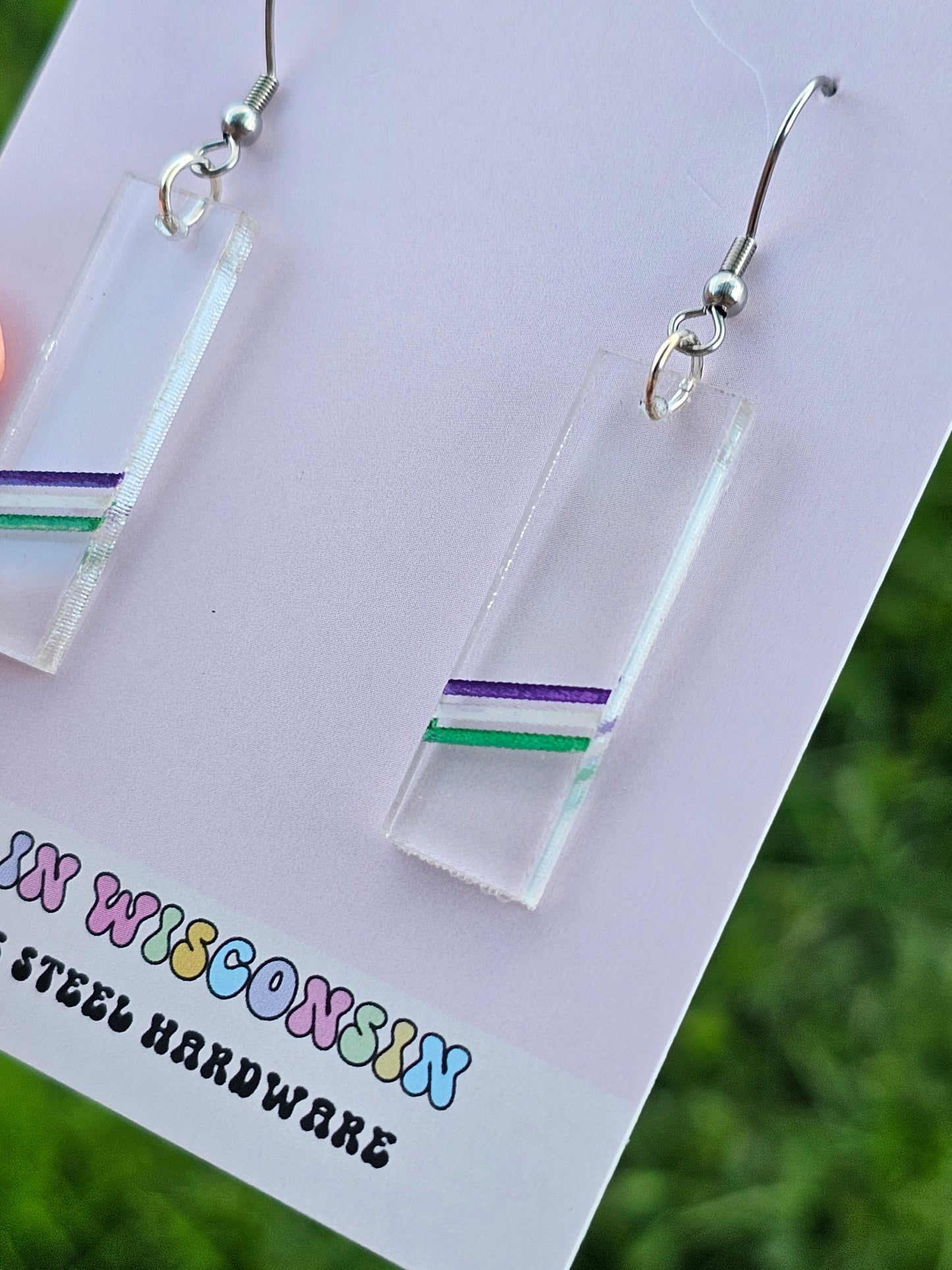 Subtle Gender Queer Pride Bar Earrings