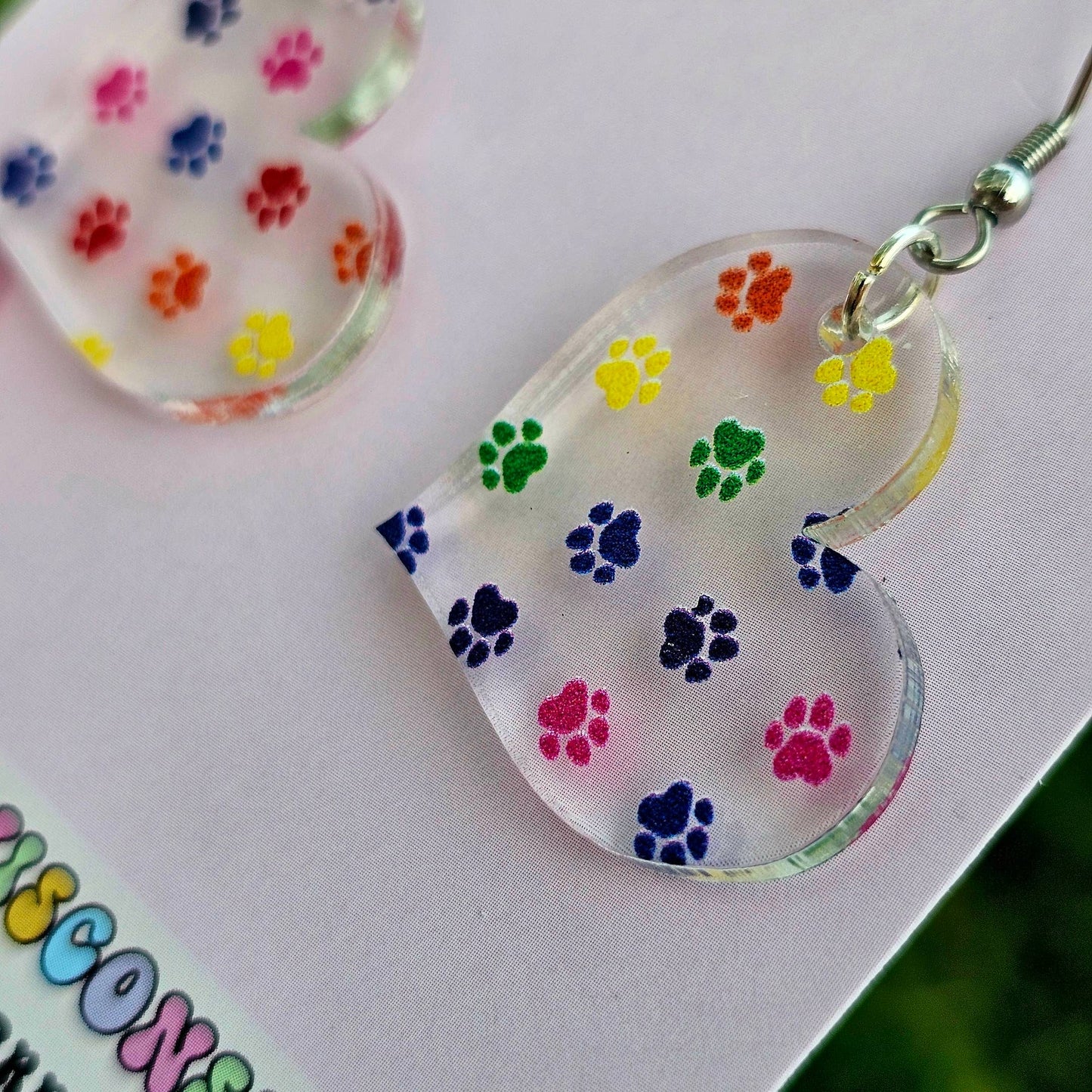 Rainbow Paw Print Earrings