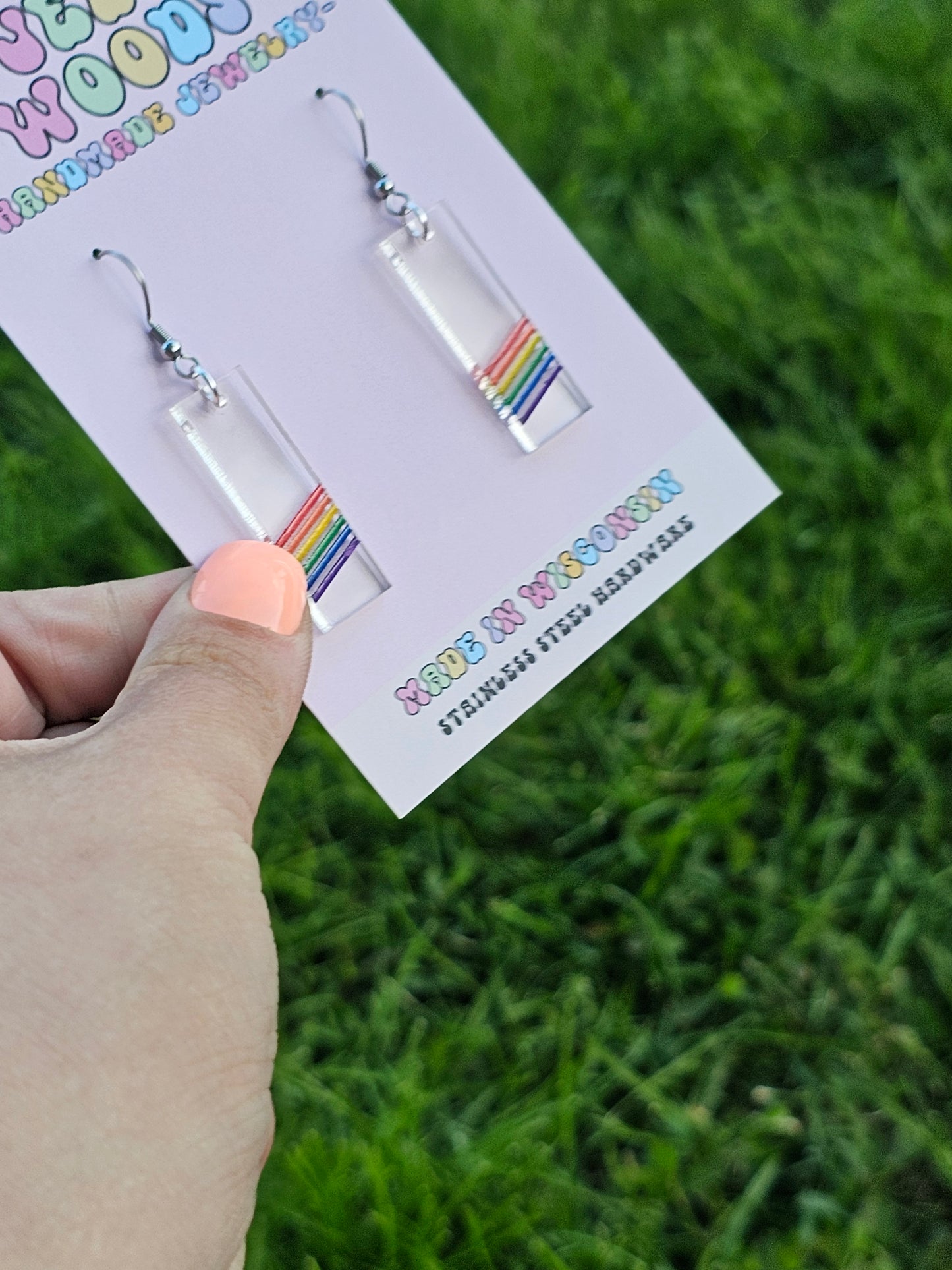 Subtle Rainbow Pride Bar Earrings