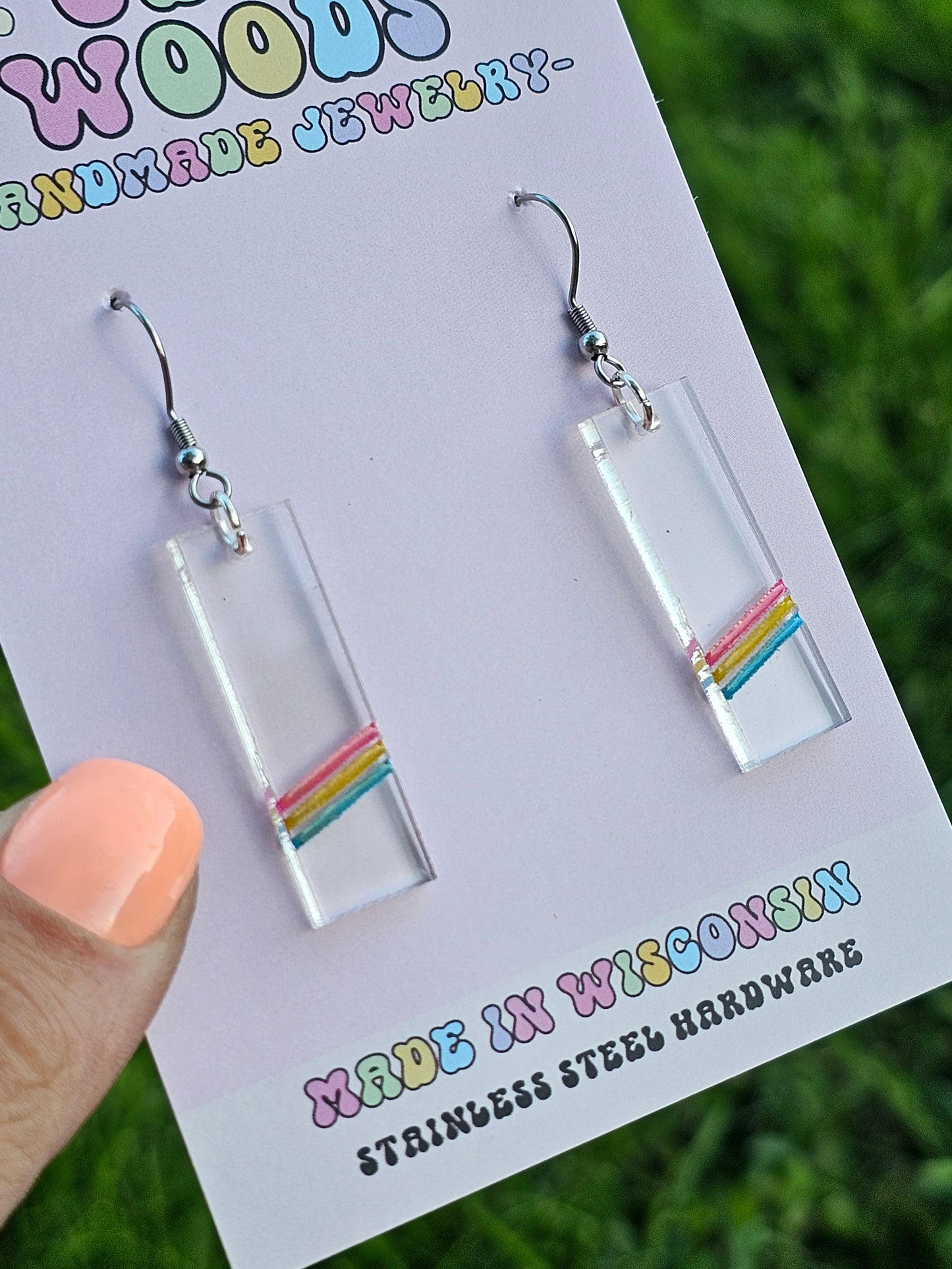 Subtle Pansexual Pride Bar Earrings