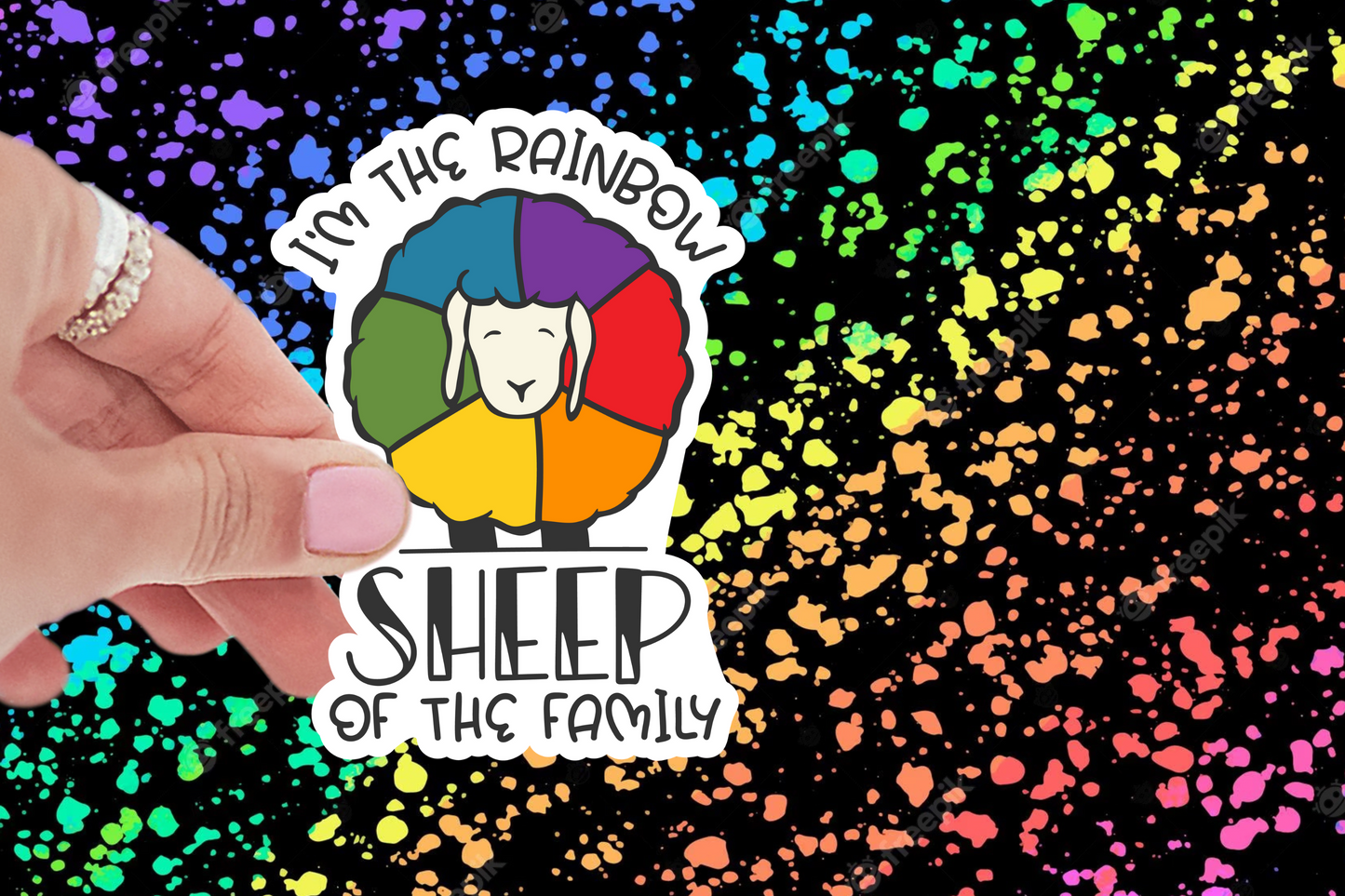 Rainbow Sheep Of The Family Sticker