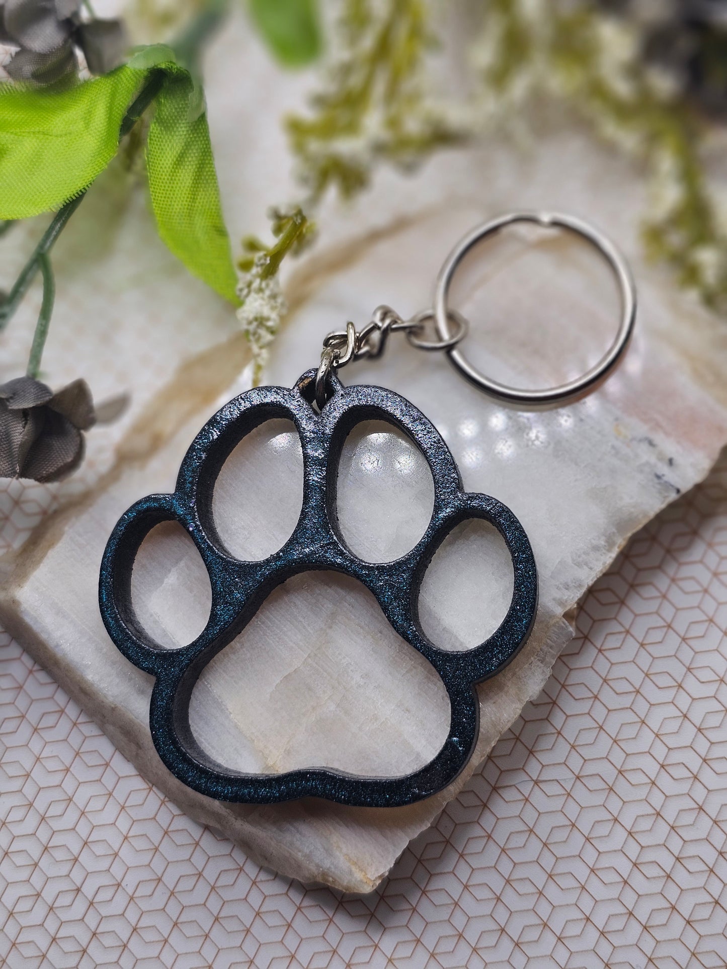 Color Changing Paw Print Keychain