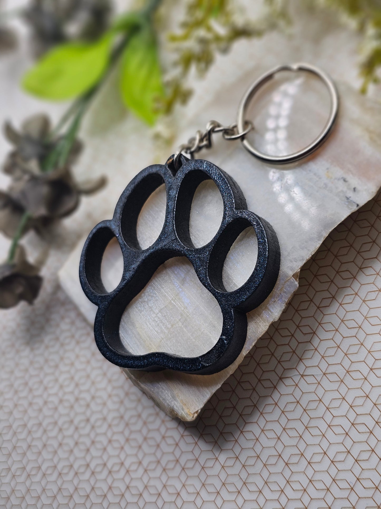 Color Changing Paw Print Keychain