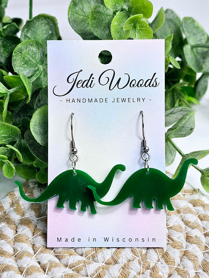 Green Stegosaurus Dinosaur Dangles