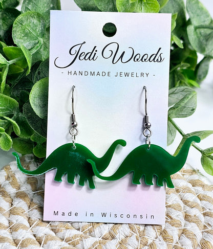 Green Stegosaurus Dinosaur Dangles