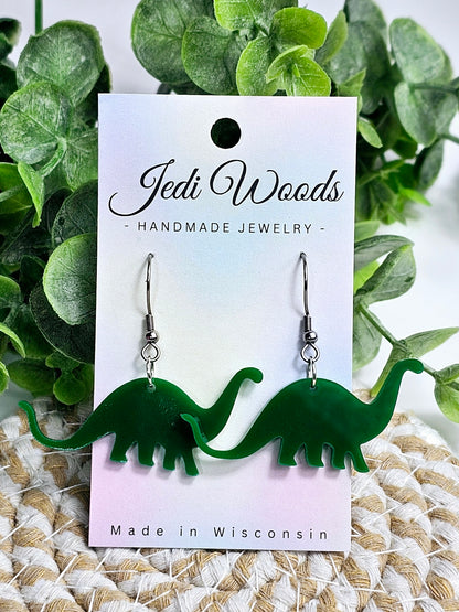 Green Stegosaurus Dinosaur Dangles