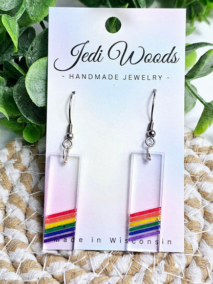 Subtle Rainbow Pride Bar Dangles