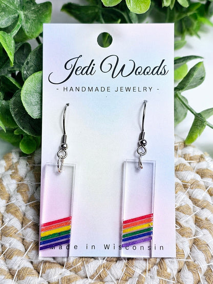 Subtle Rainbow Pride Bar Dangles