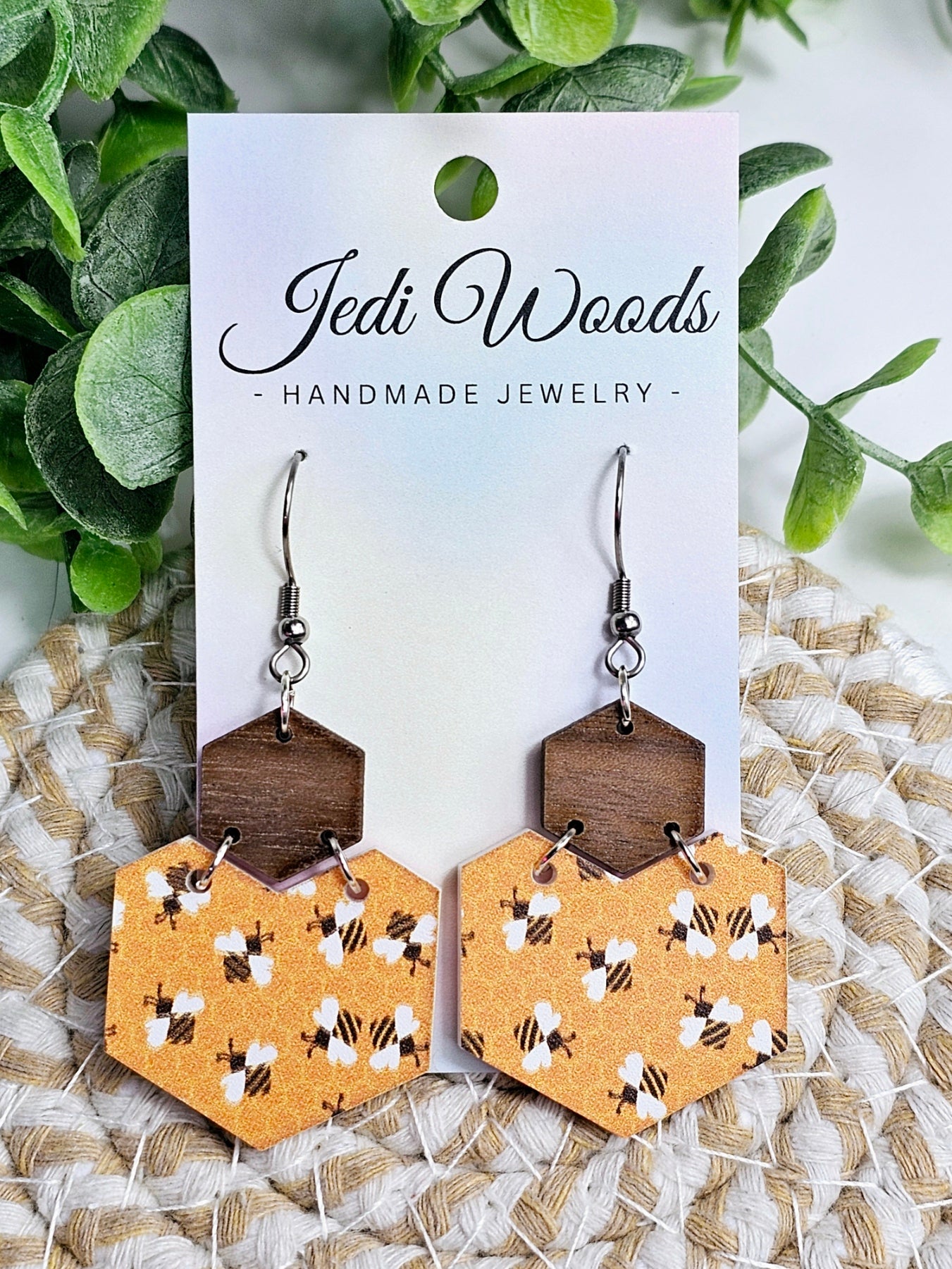 Bumblebee Hexagon Statement Dangles