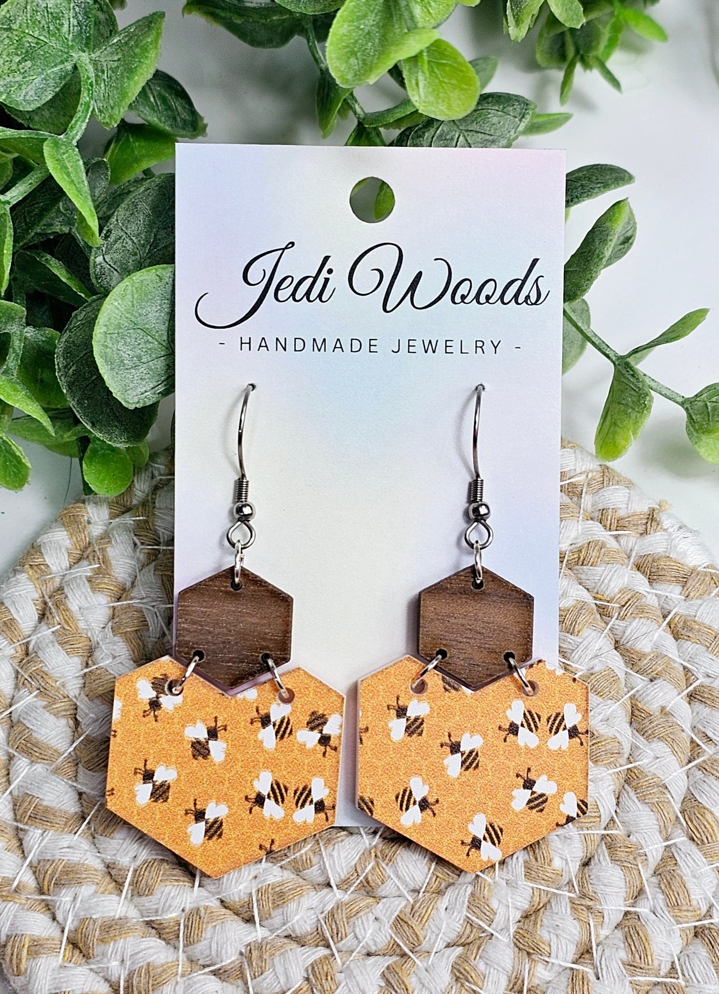 Bumblebee Hexagon Statement Dangles