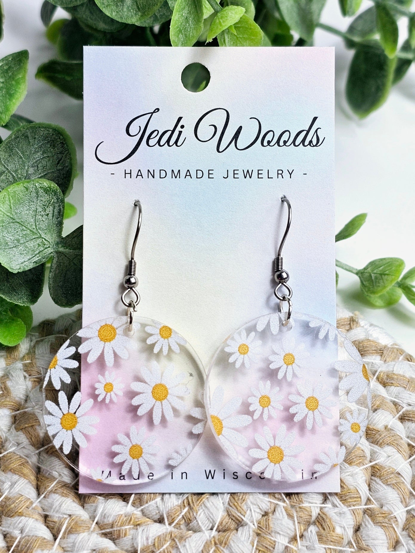 Round Daisy Medallion Dangles