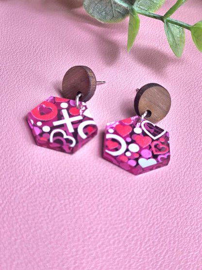 X and O Valentines Metallic Combo Earrings