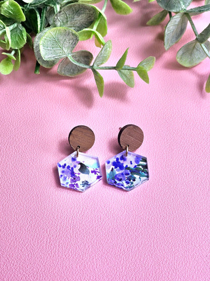 Blue Floral Combo Earrings