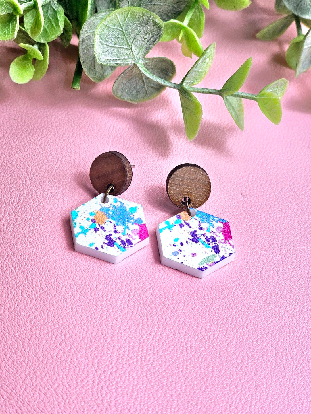 White Splatter Paint Combo Earrings